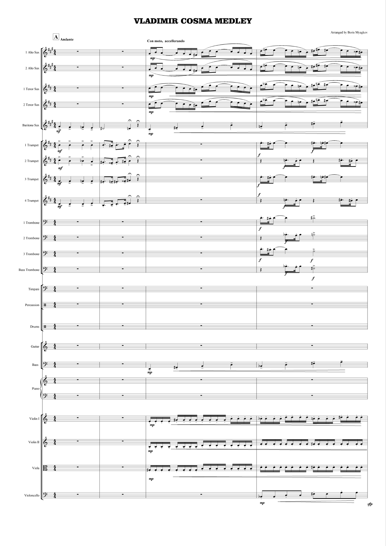 Vladimir Cosma Medley — sheet music preview