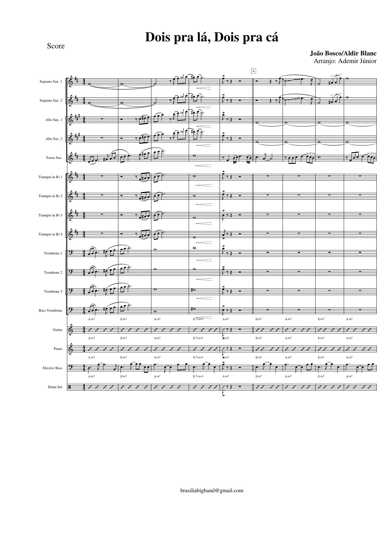 Dois Pra La Dois Pra Ca — sheet music preview