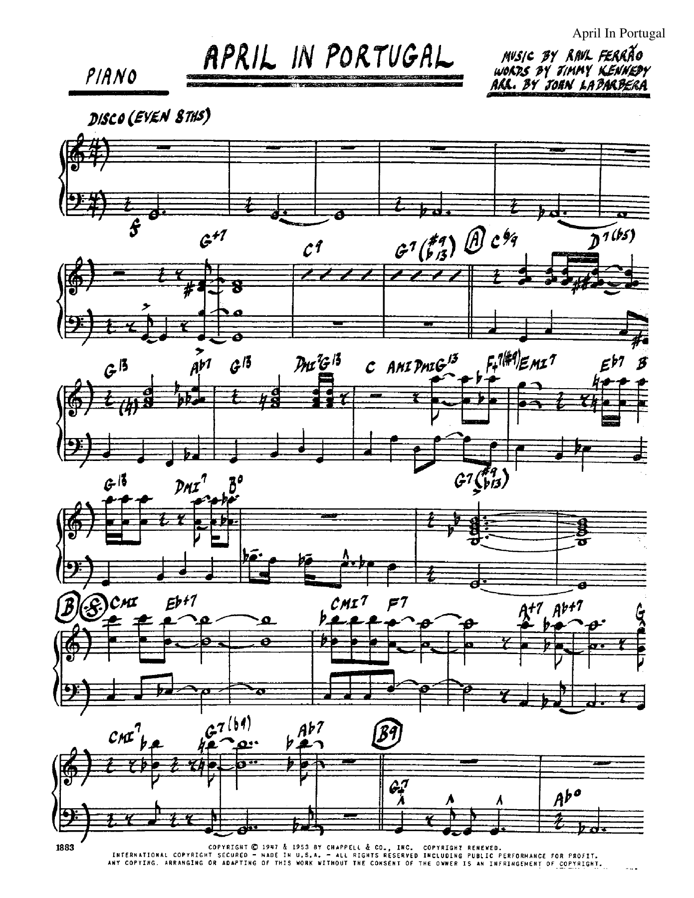 April In Portugal (J.LaBarbera) B.Rich — sheet music preview
