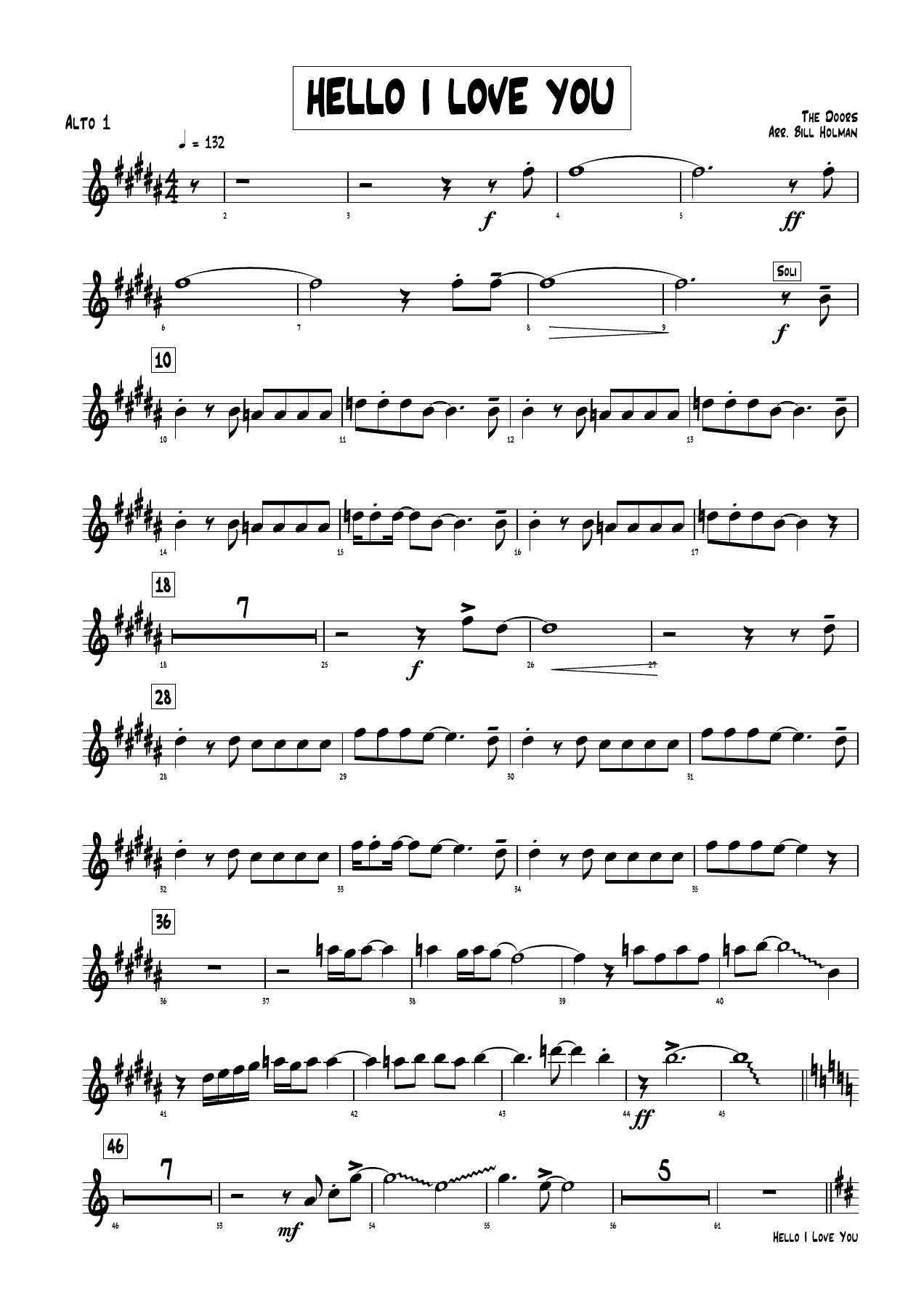 Hello I Love You (B.Holman) B.Rich — sheet music preview