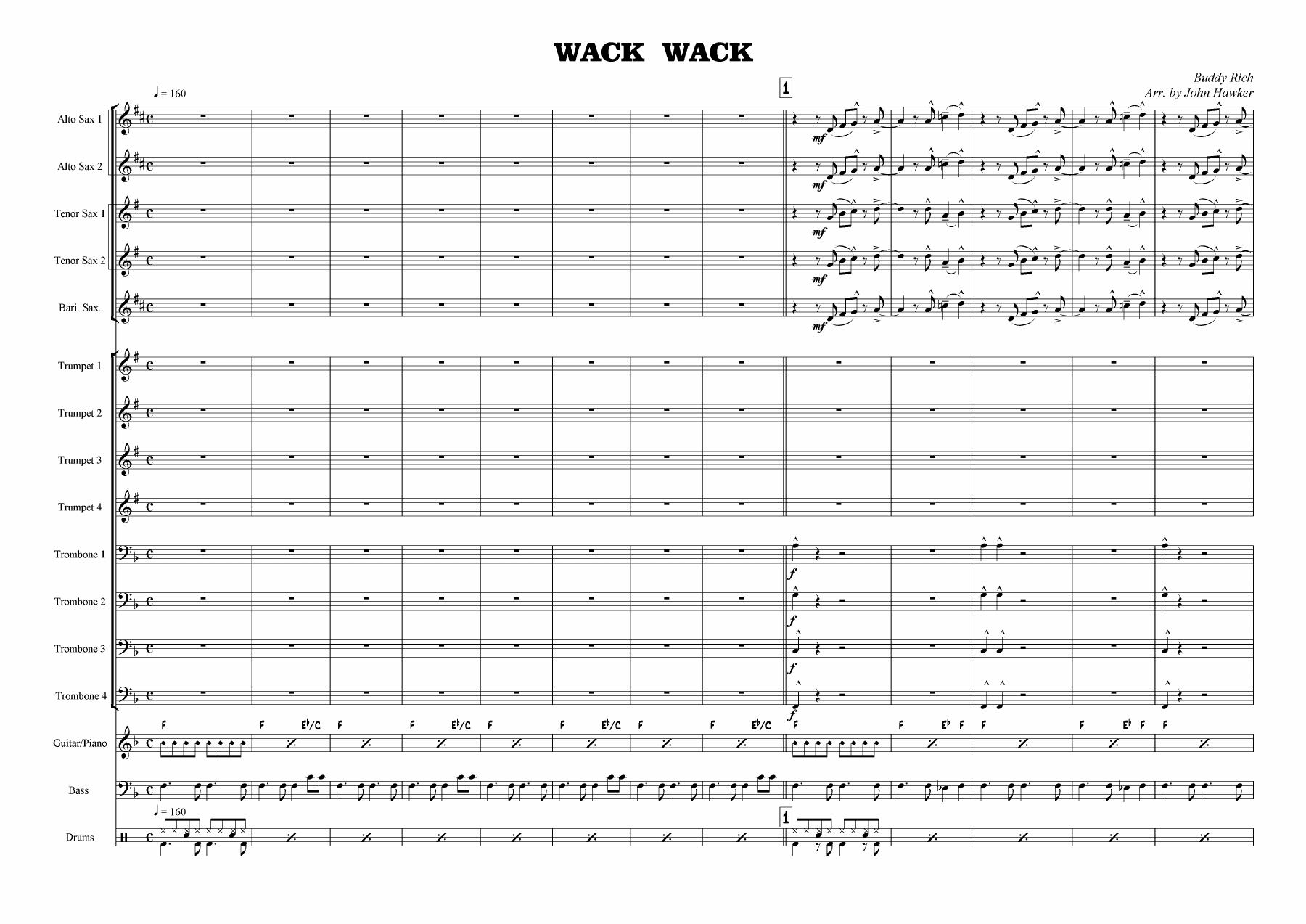 Wack Wack (J.Hawker) B.Rich — sheet music preview