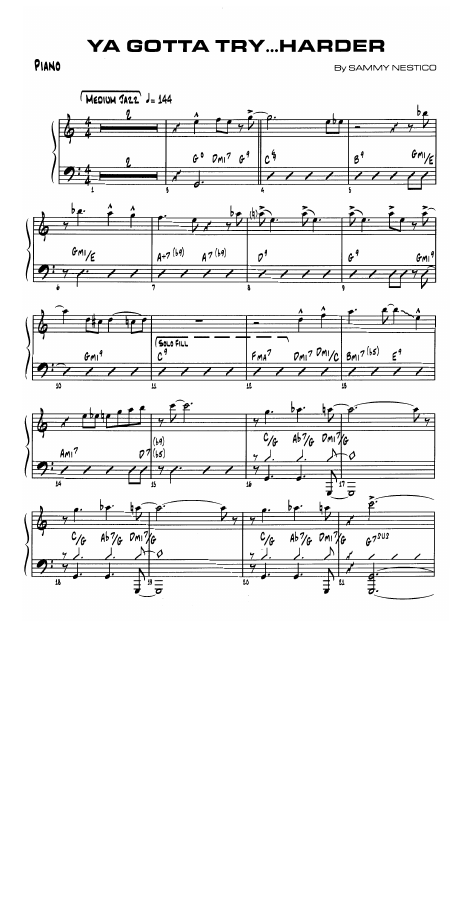Ya Gotta Try...Harder (S.Nestico) Mp3 — sheet music preview
