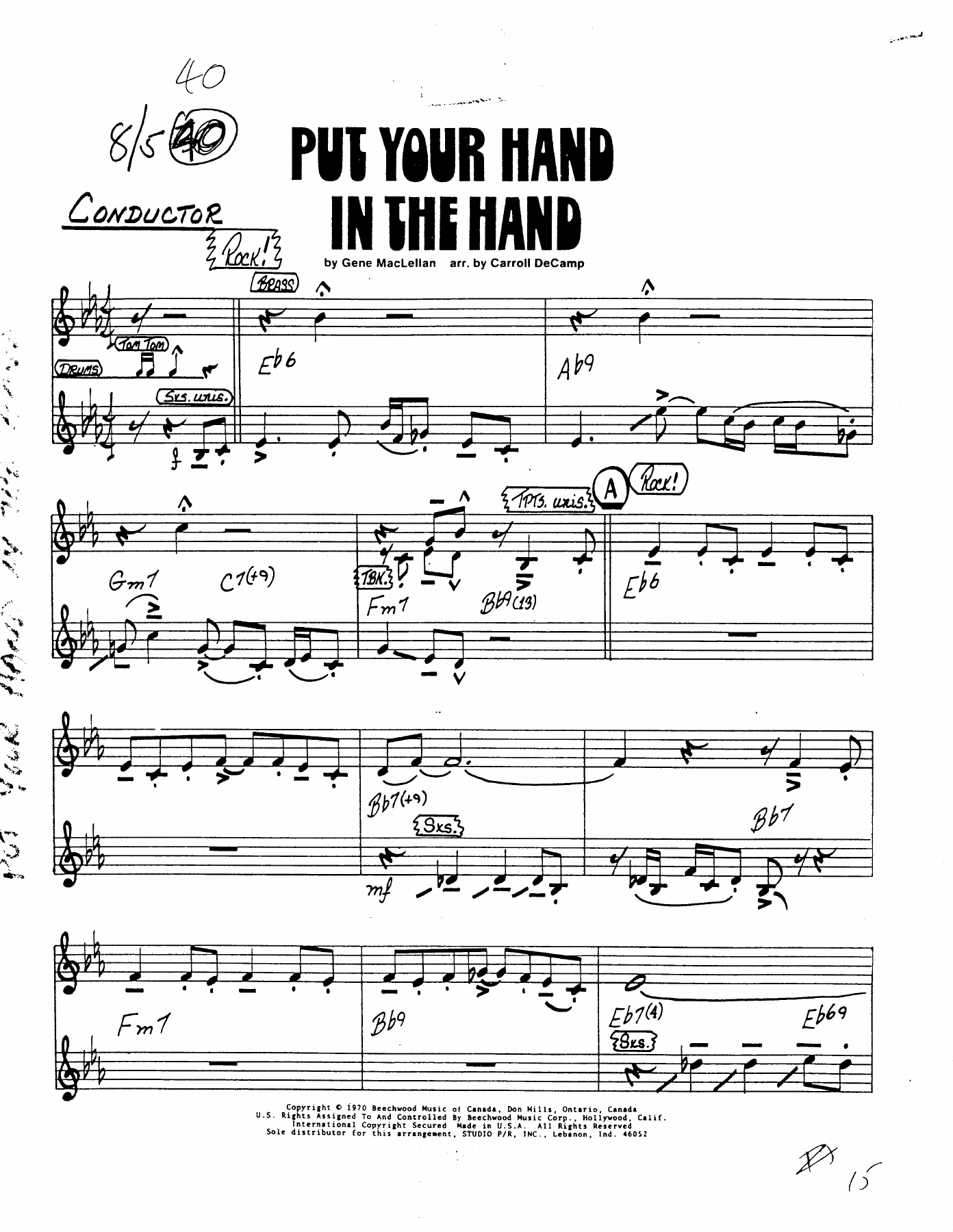 Put Your Hand In The Hand — sheet music preview