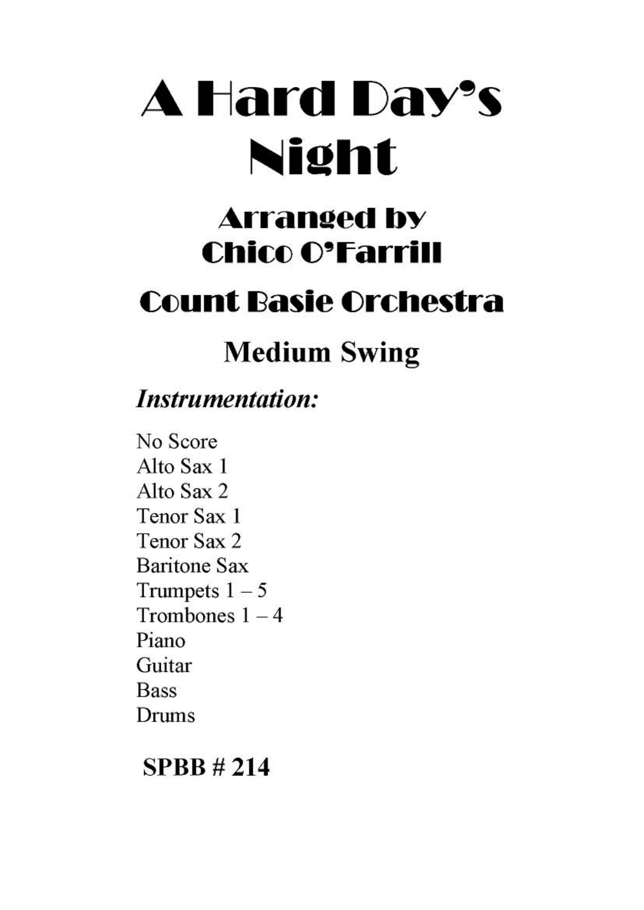 A Hard Day's Night (C.O'Farrill) C.Basie — sheet music preview