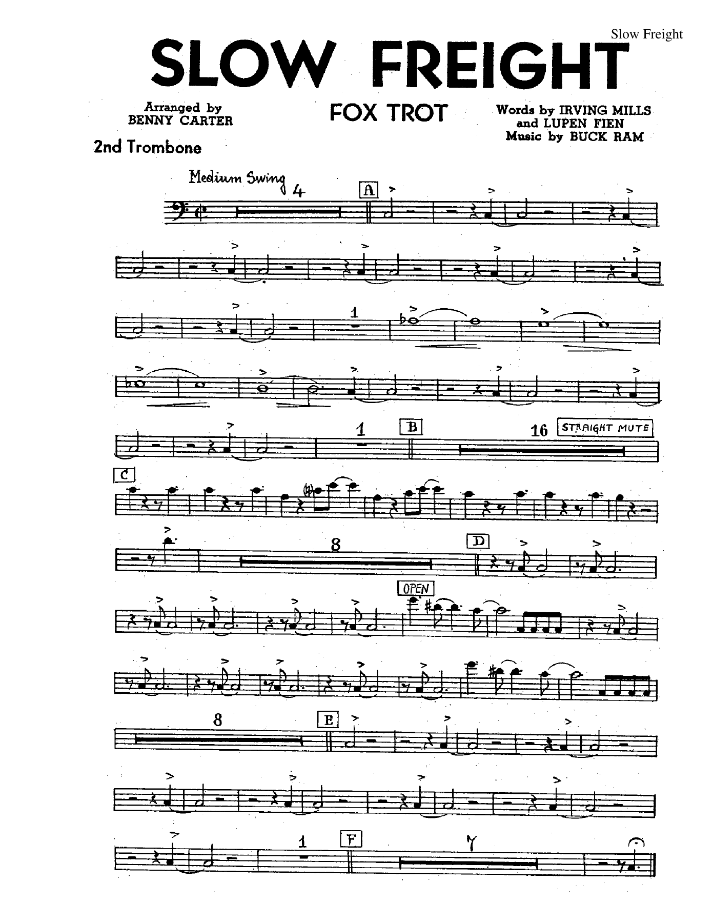 Slow Freight — sheet music preview