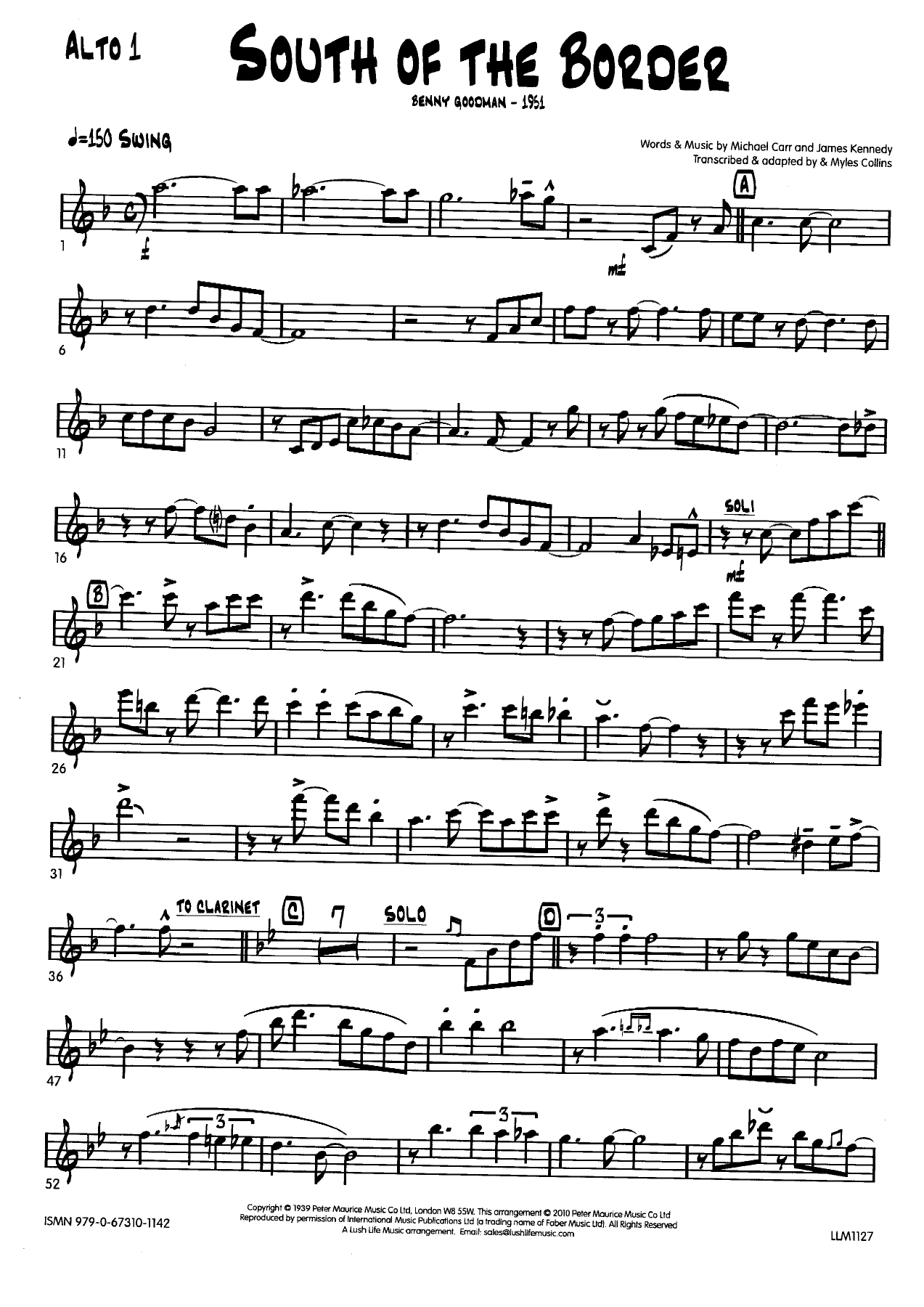 South Of The Border — sheet music preview