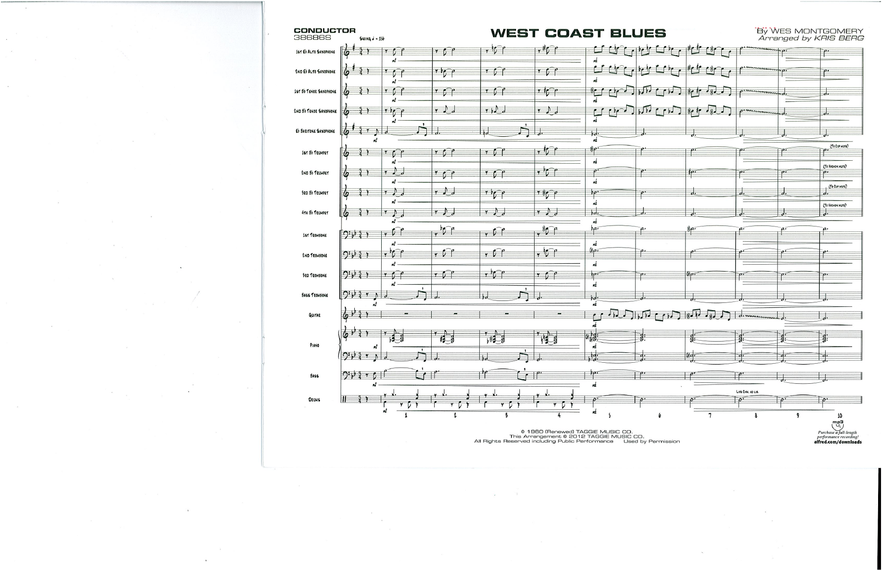 West Coast Blues — sheet music preview