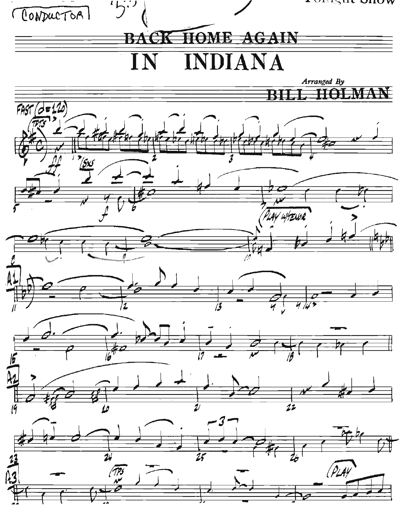 Back Home Again In Indiana — sheet music preview