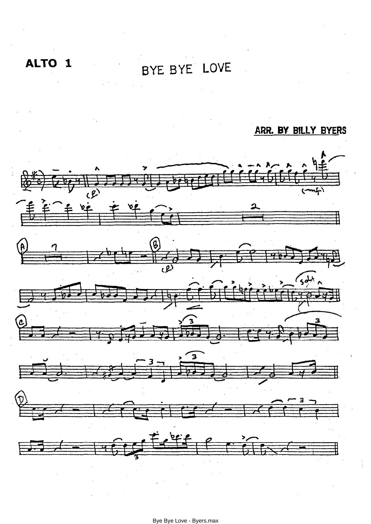 Bye Bye Love — sheet music preview