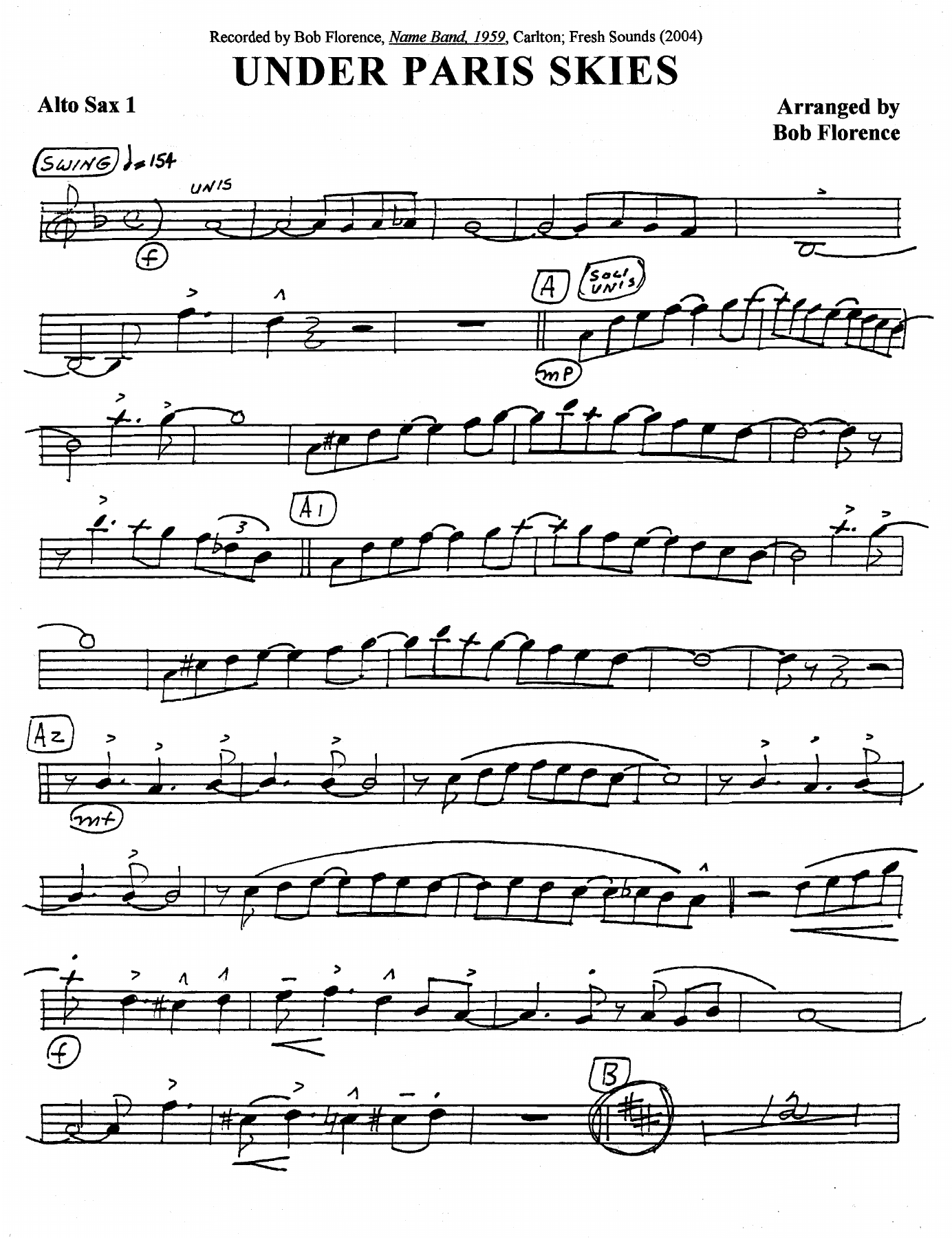 Under Paris Skies — sheet music preview