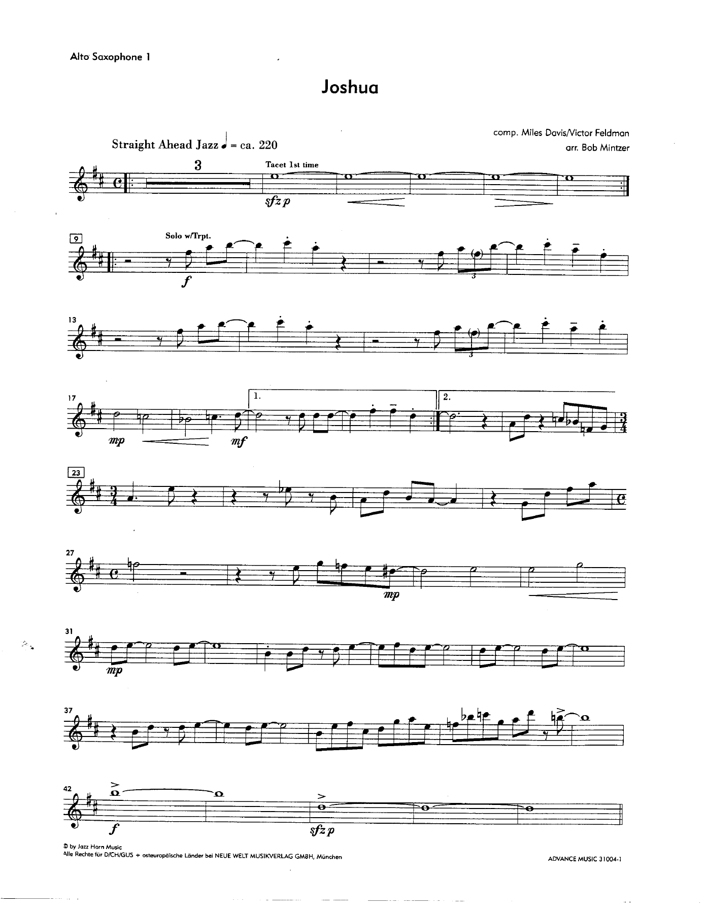 Joshua — sheet music preview