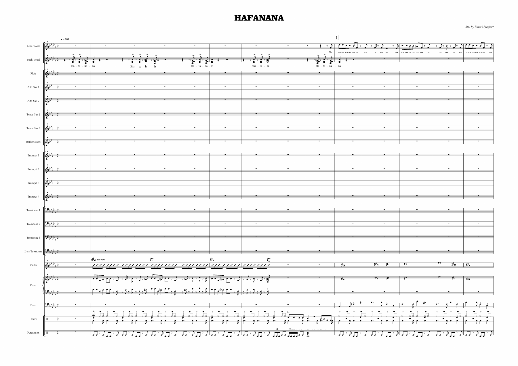 Hafanana (B.Myagkov) Vocal Group-Samba — sheet music preview