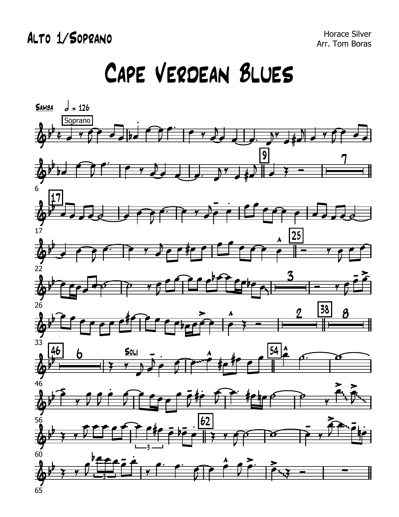 Cape Verdean Blues (T.Boras) H.Silver B.Rich 2 — sheet music preview