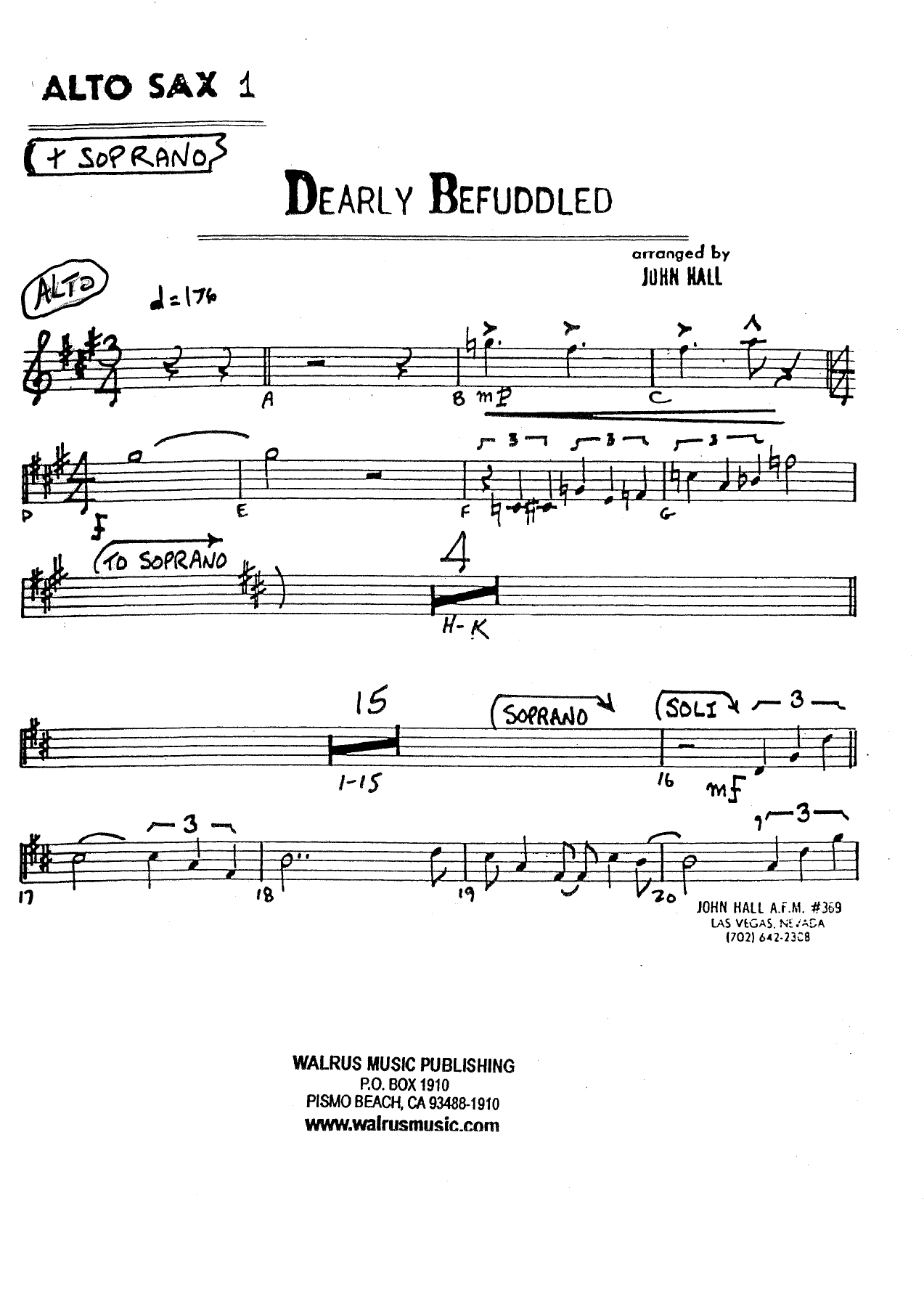 Dearly Befuddled (J.Hall) Carl Saunders — sheet music preview