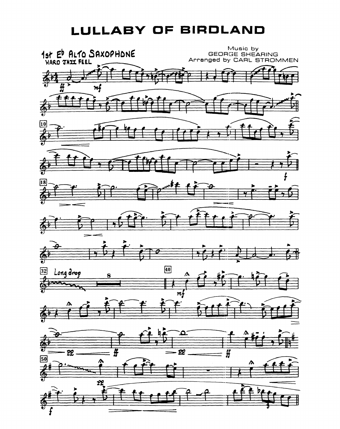 Lullaby Of Birdland — sheet music preview
