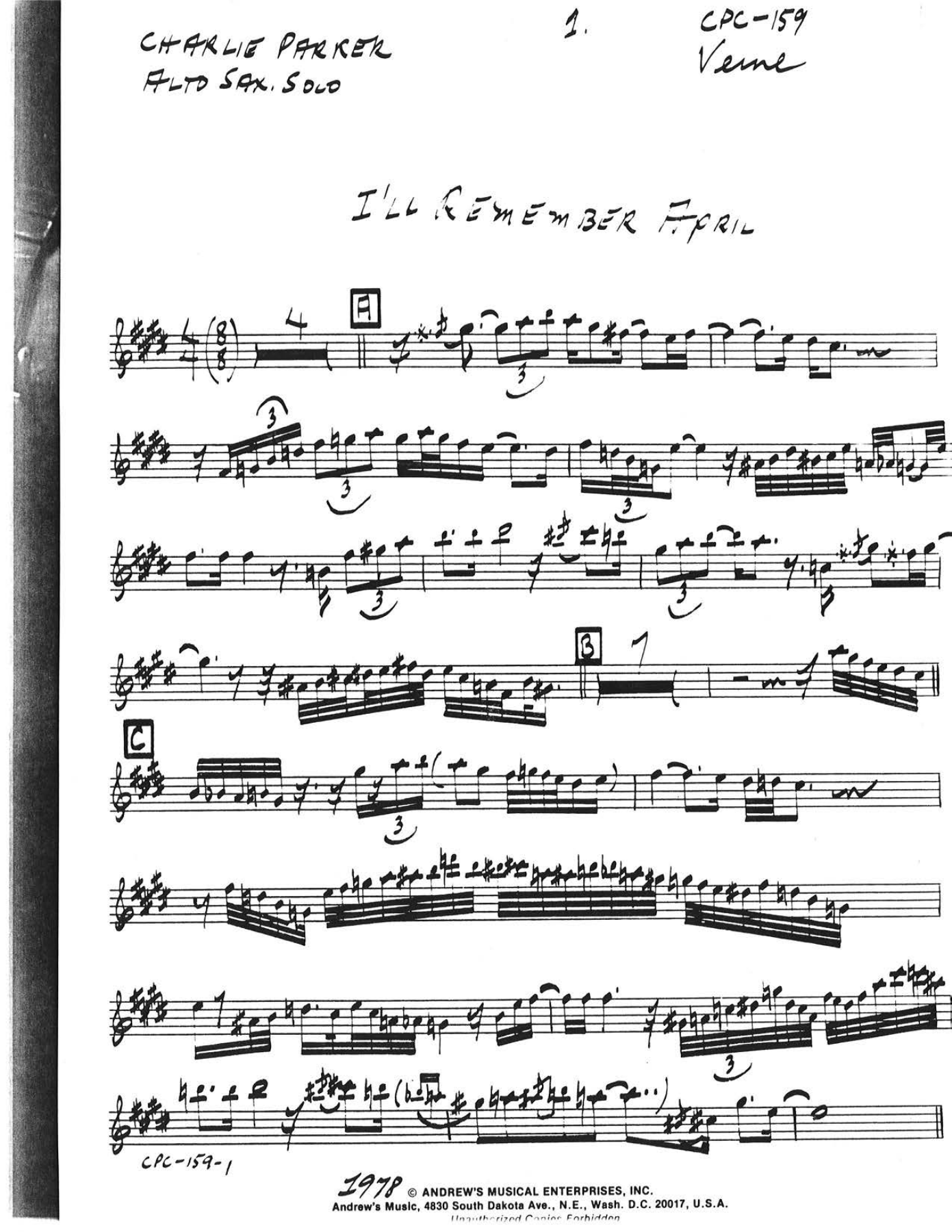 I'll Remember April — sheet music preview