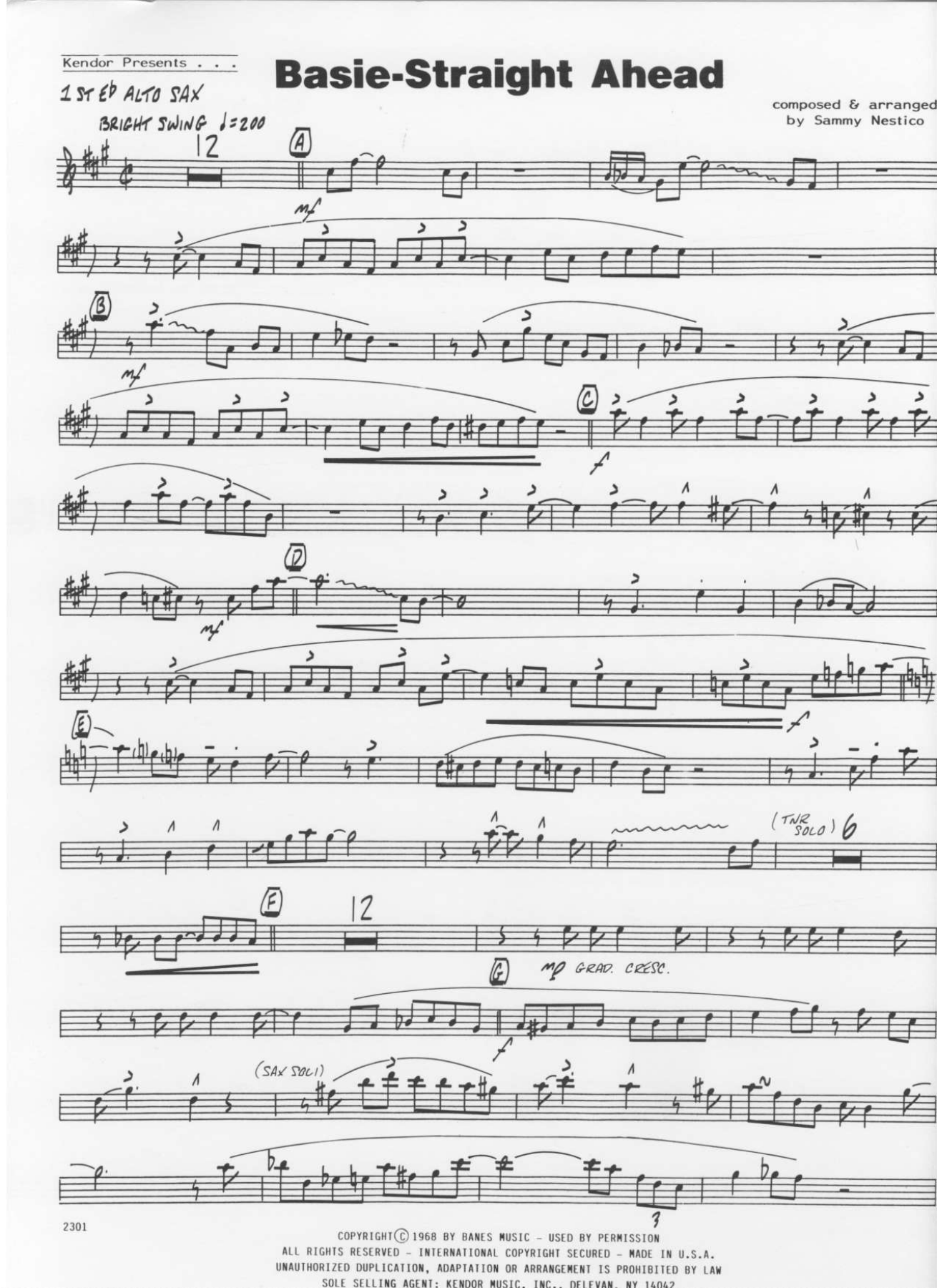 Basie Straight Ahead (S.Nestico) C.Basie.Prof — sheet music preview