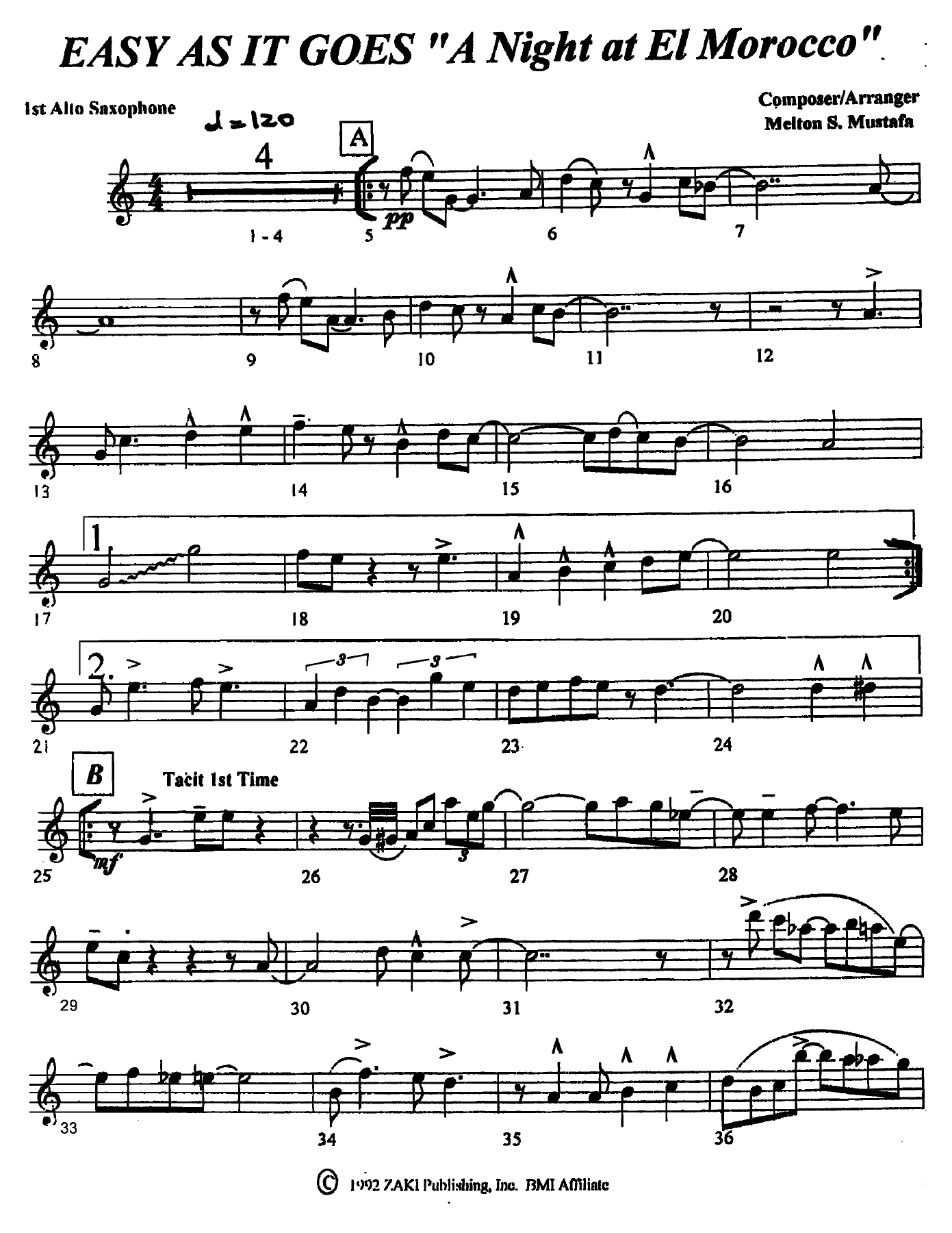 Easy As It Goes (Melton Mustafa) C.Basie — sheet music preview