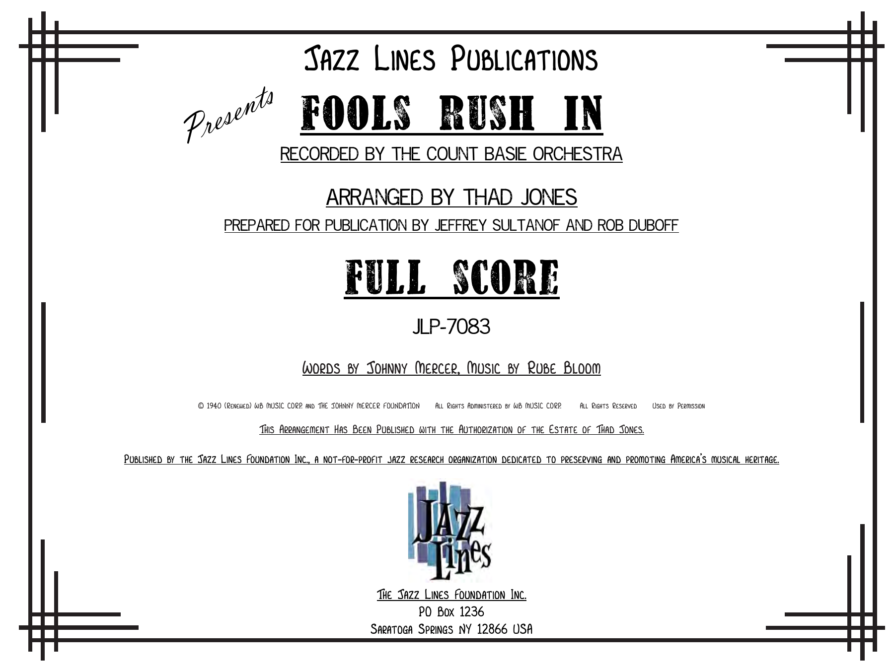 Fools Rush In (Thad Jones) C.Basie — sheet music preview