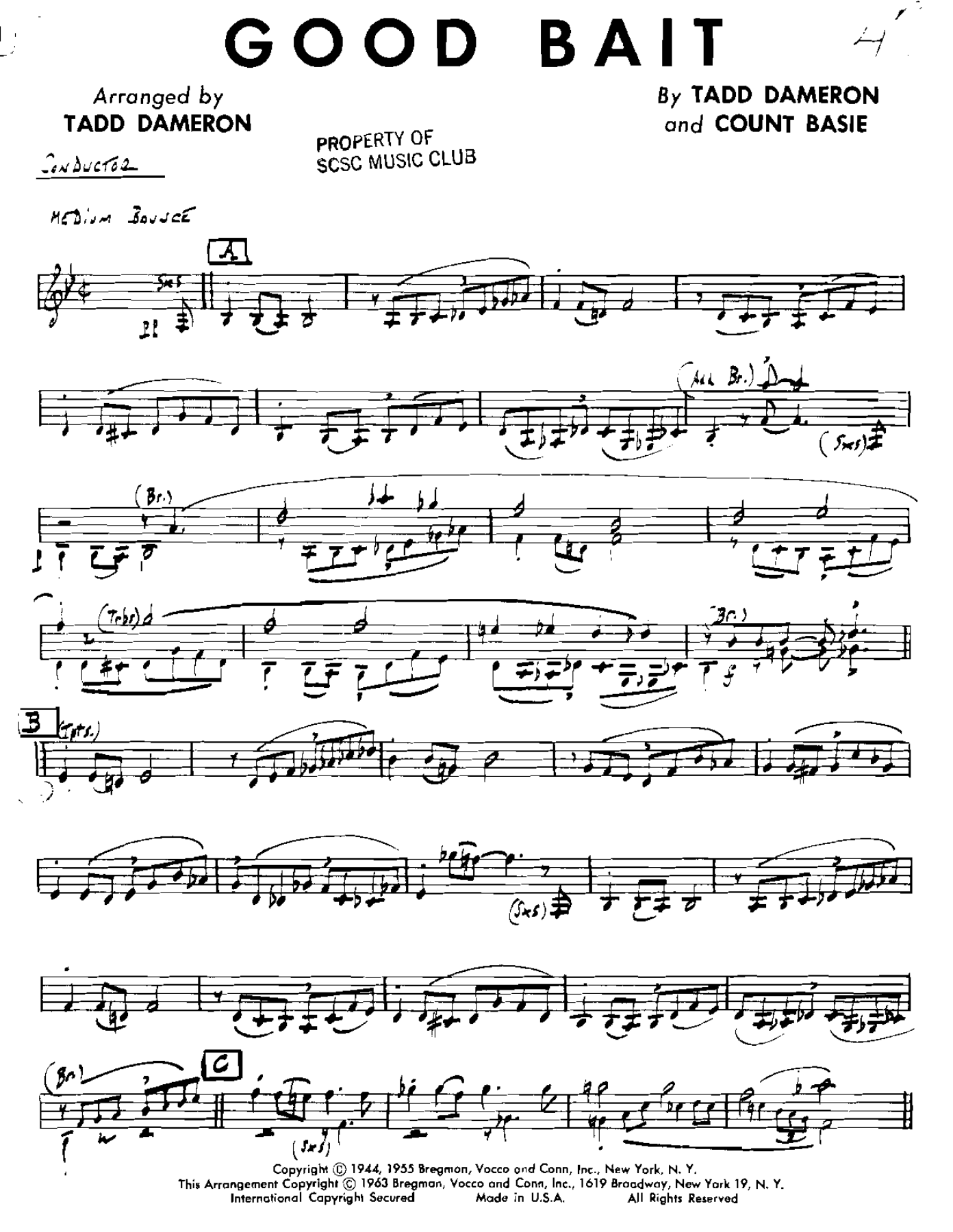 Good Bait (T.Dameron) C.Basie — sheet music preview