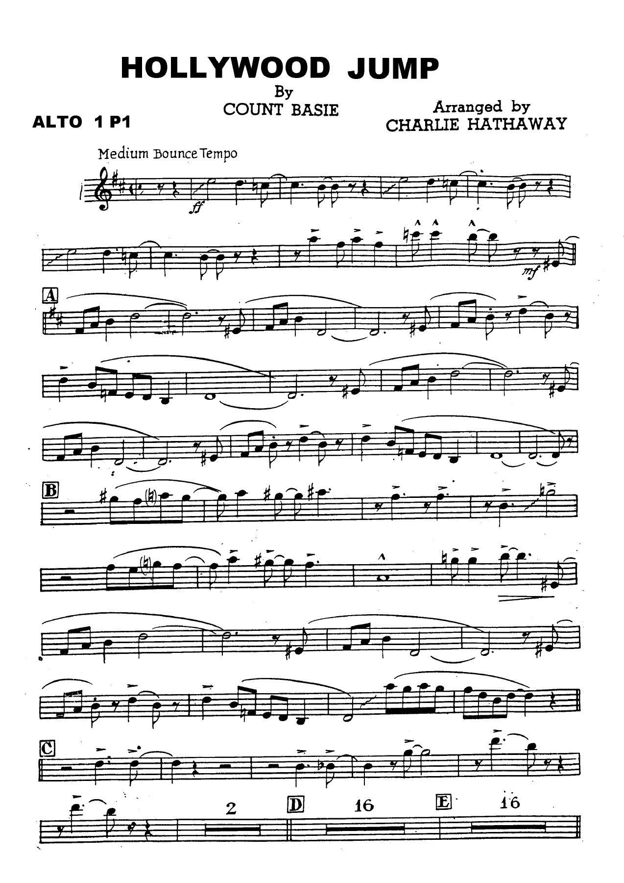 Hollywood Jump (C.Hathaway) C.Basie — sheet music preview