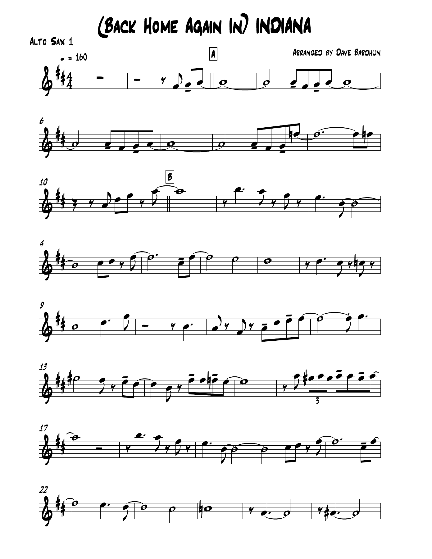 Back Home Again In Indiana — sheet music preview