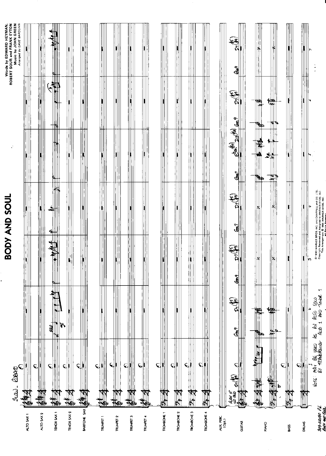 Body And Soul — sheet music preview