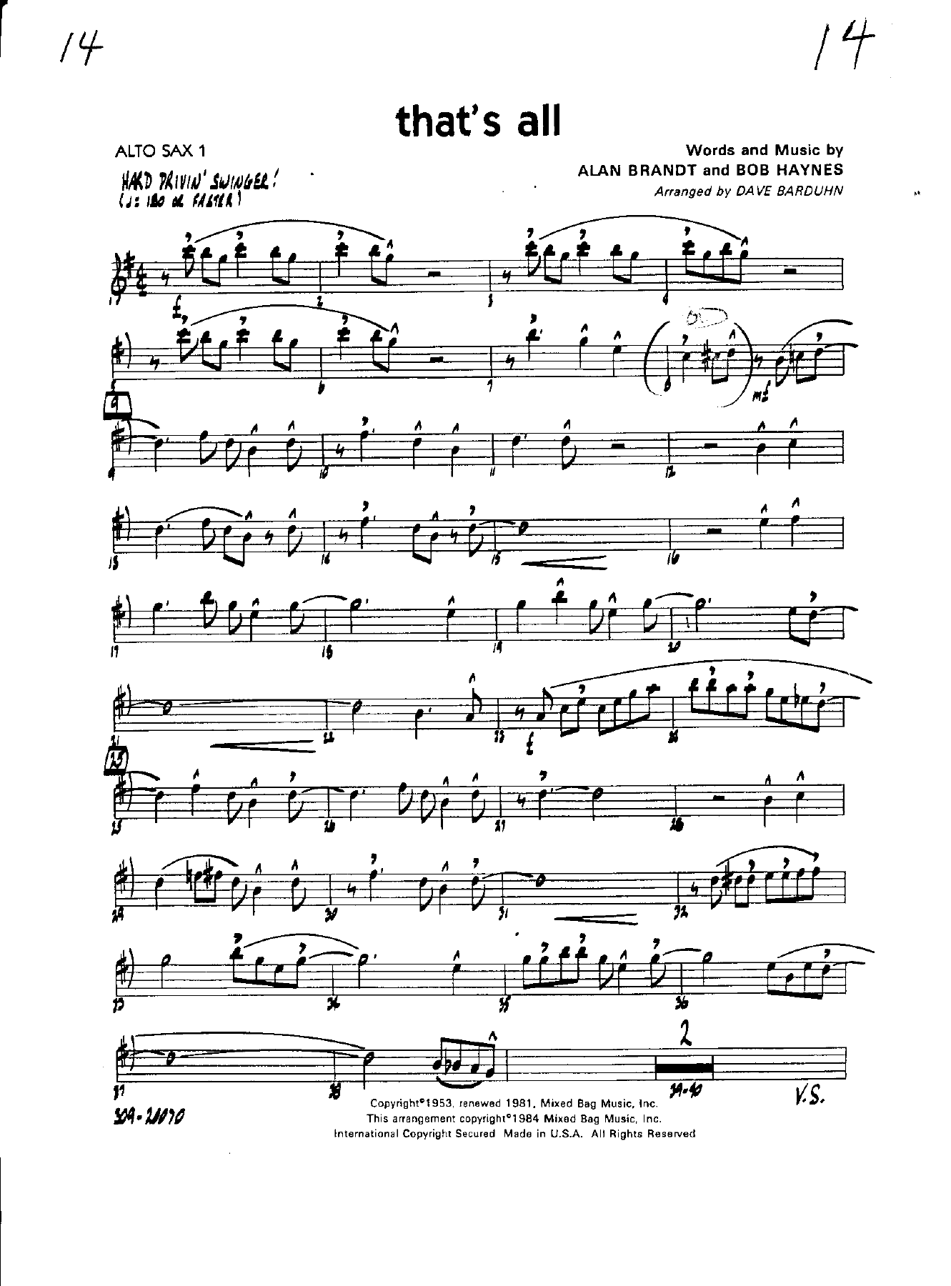 That's All — sheet music preview