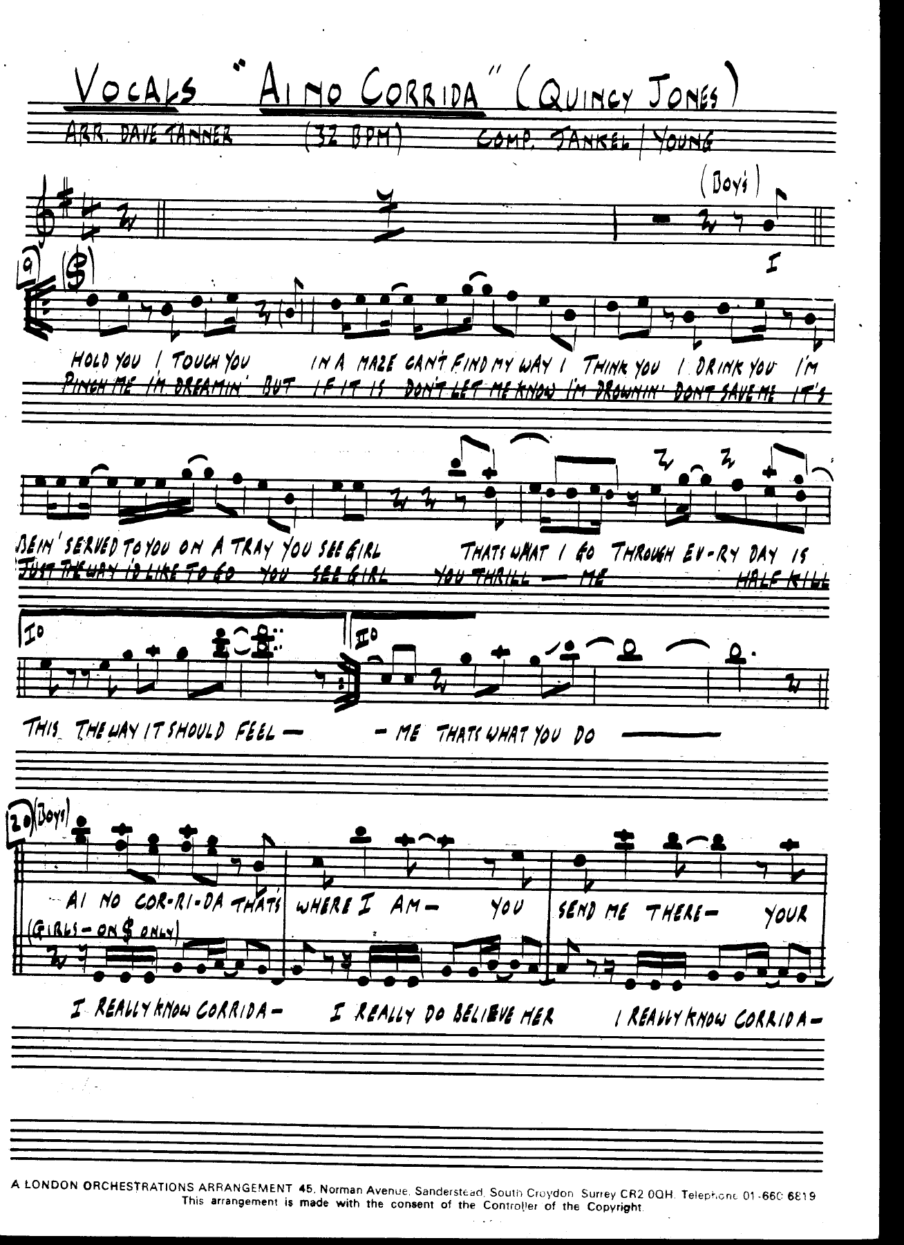 Ai No Corrida (D.Tanner) Q.Jones — sheet music preview