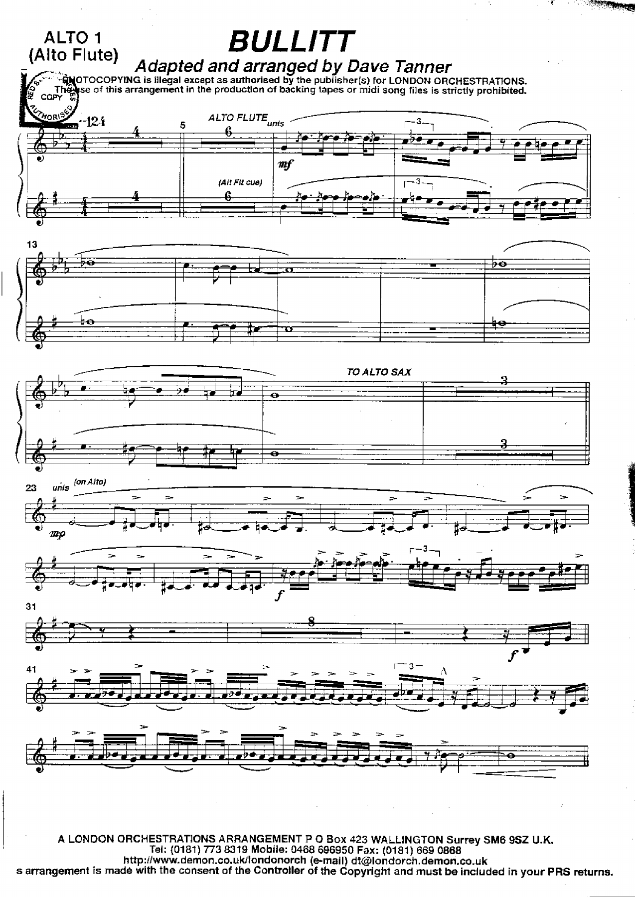 Bullitt — sheet music preview
