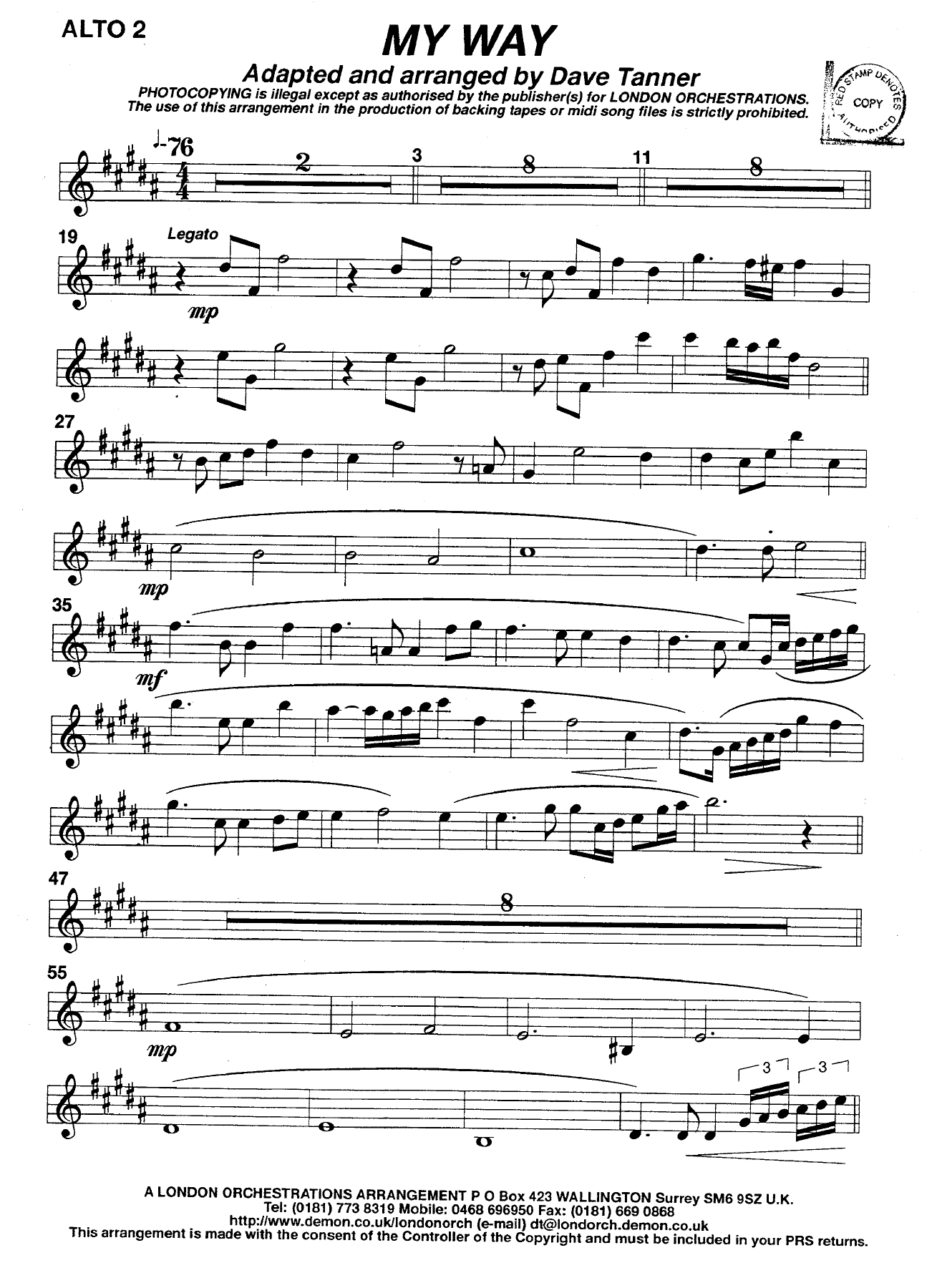 My Way (D.Tanner) F.Sinatra — sheet music preview