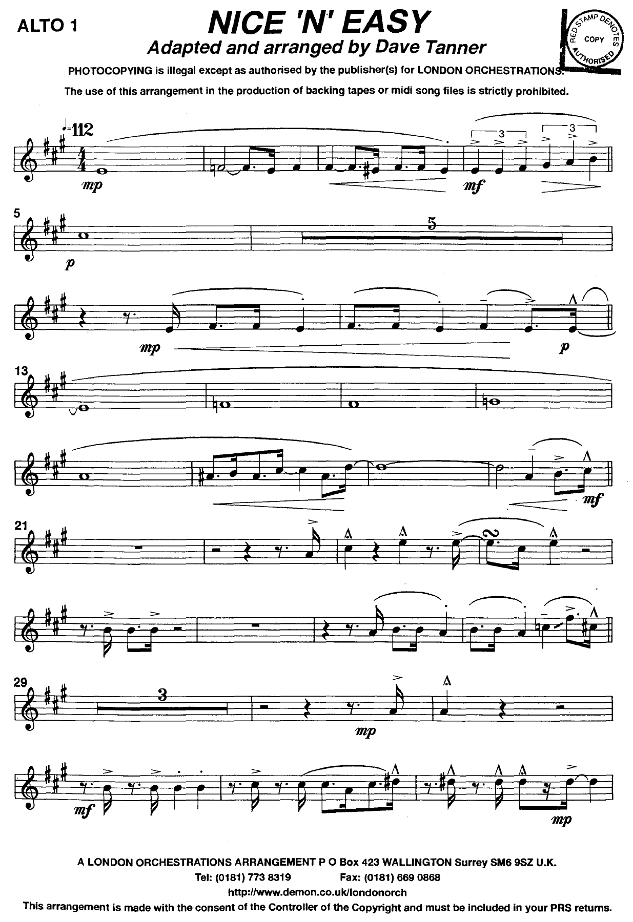 Nice 'N' Easy (D.Tanner) F.Sinatra — sheet music preview