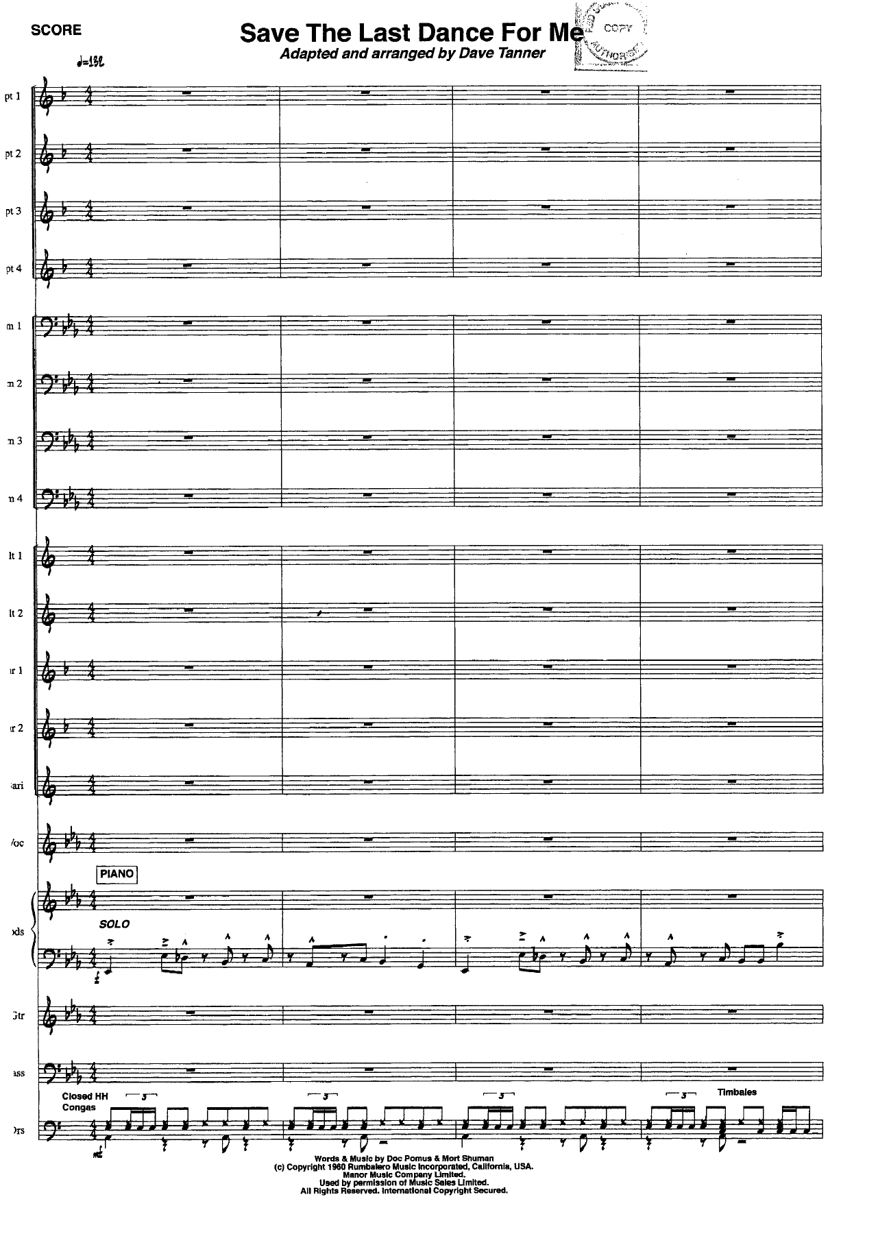 Save The Last Dance For Me — sheet music preview