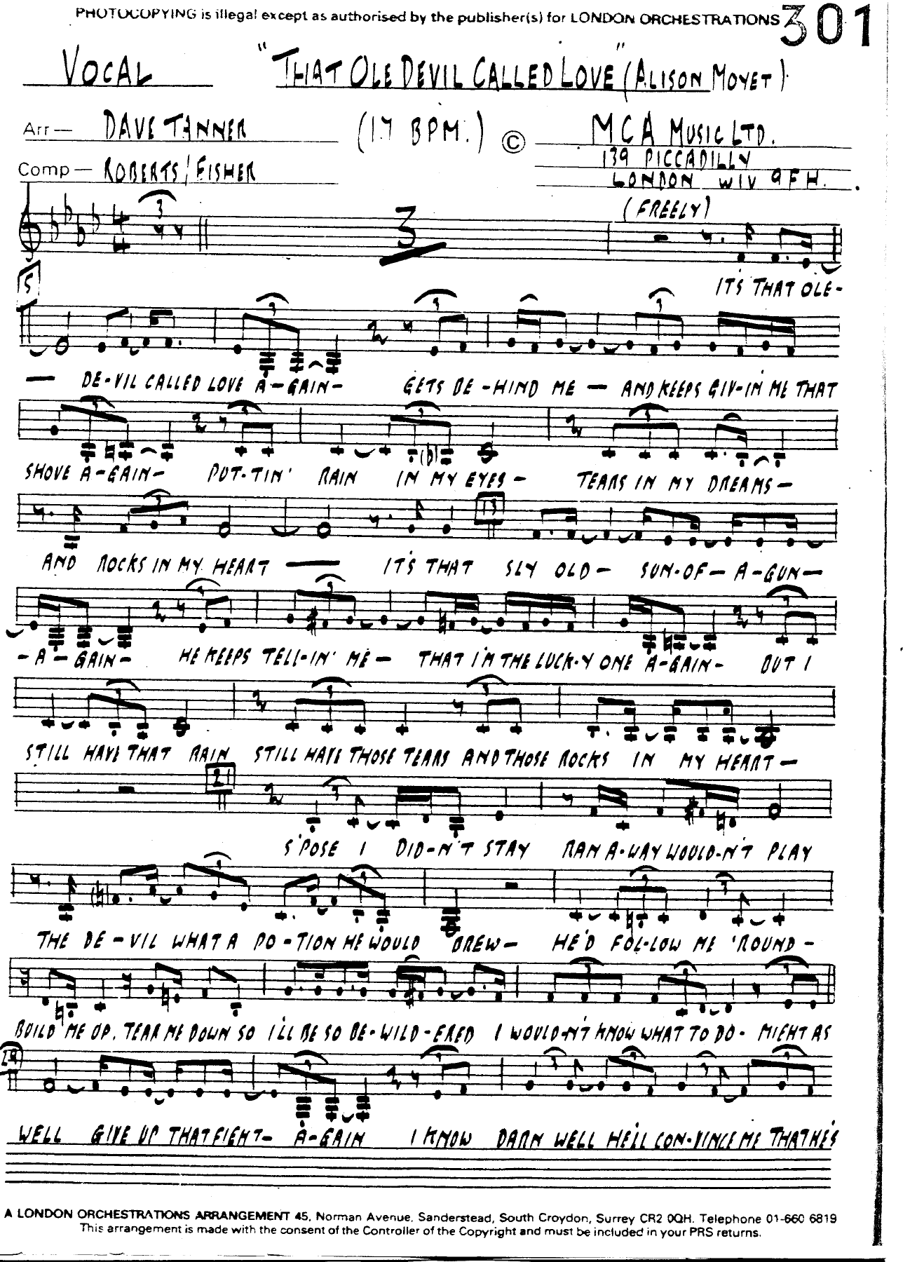 That Ole Devil Called Love — sheet music preview