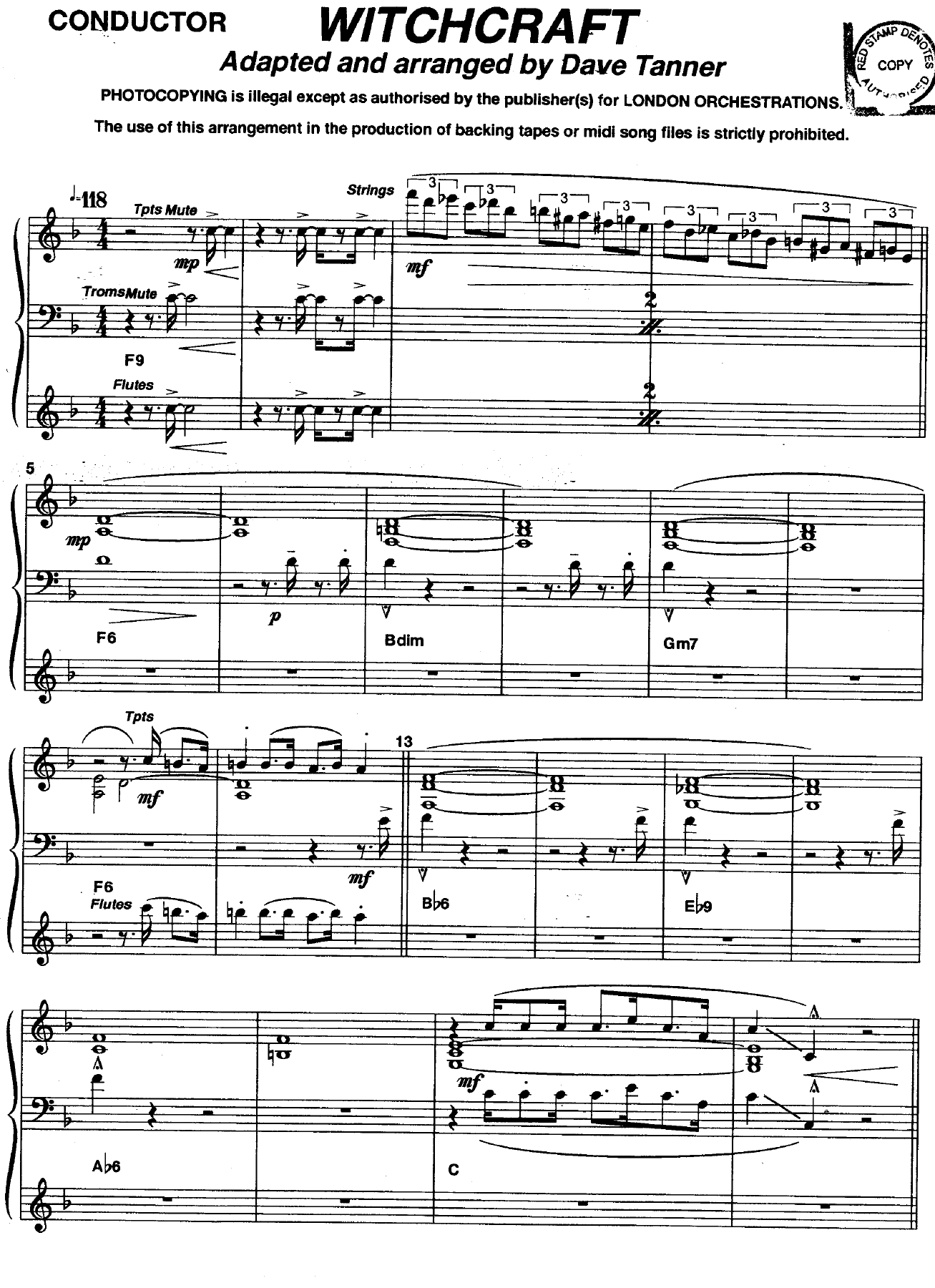Witchcraft — sheet music preview