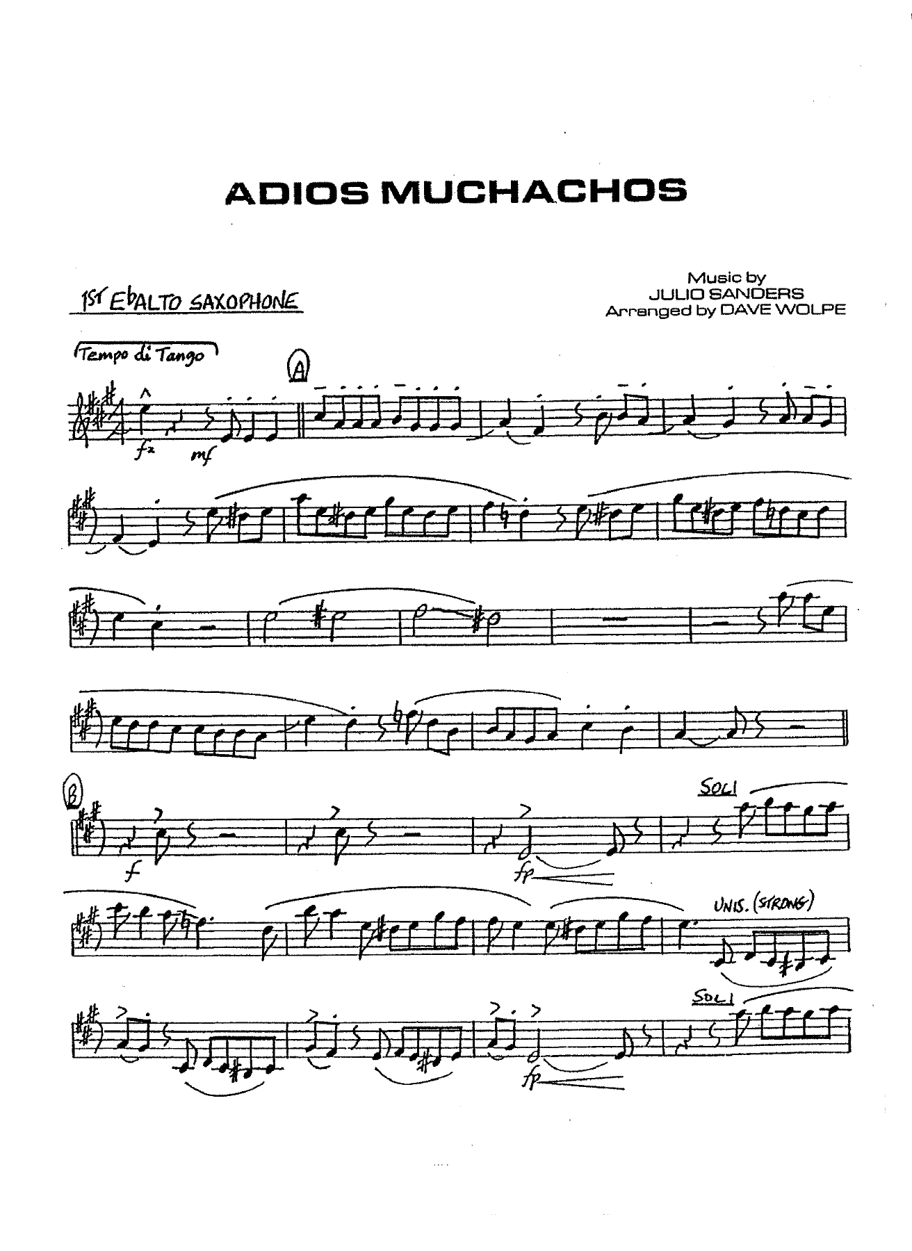 Adios Muchachos — sheet music preview