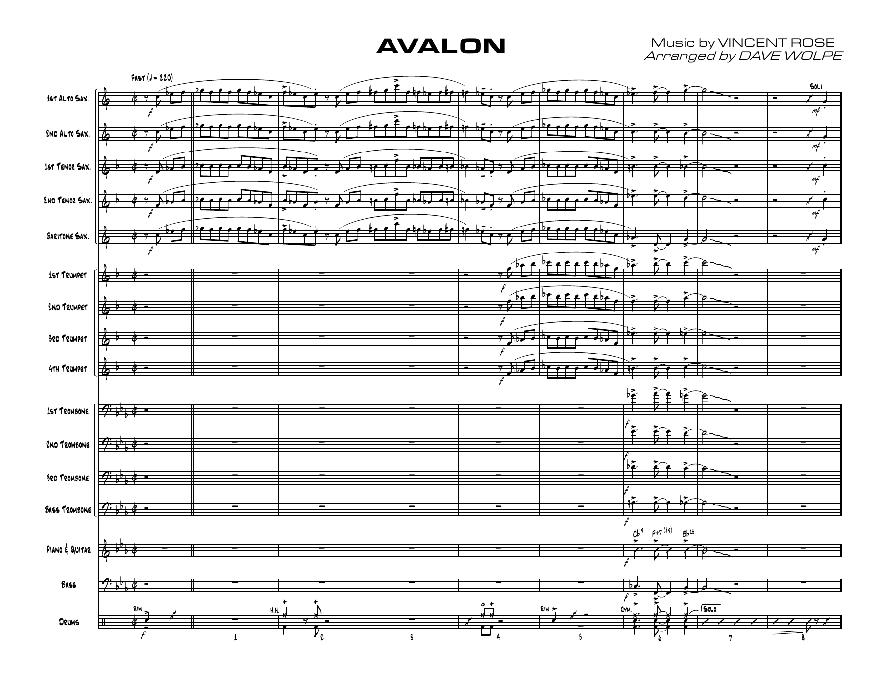 Avalon — sheet music preview