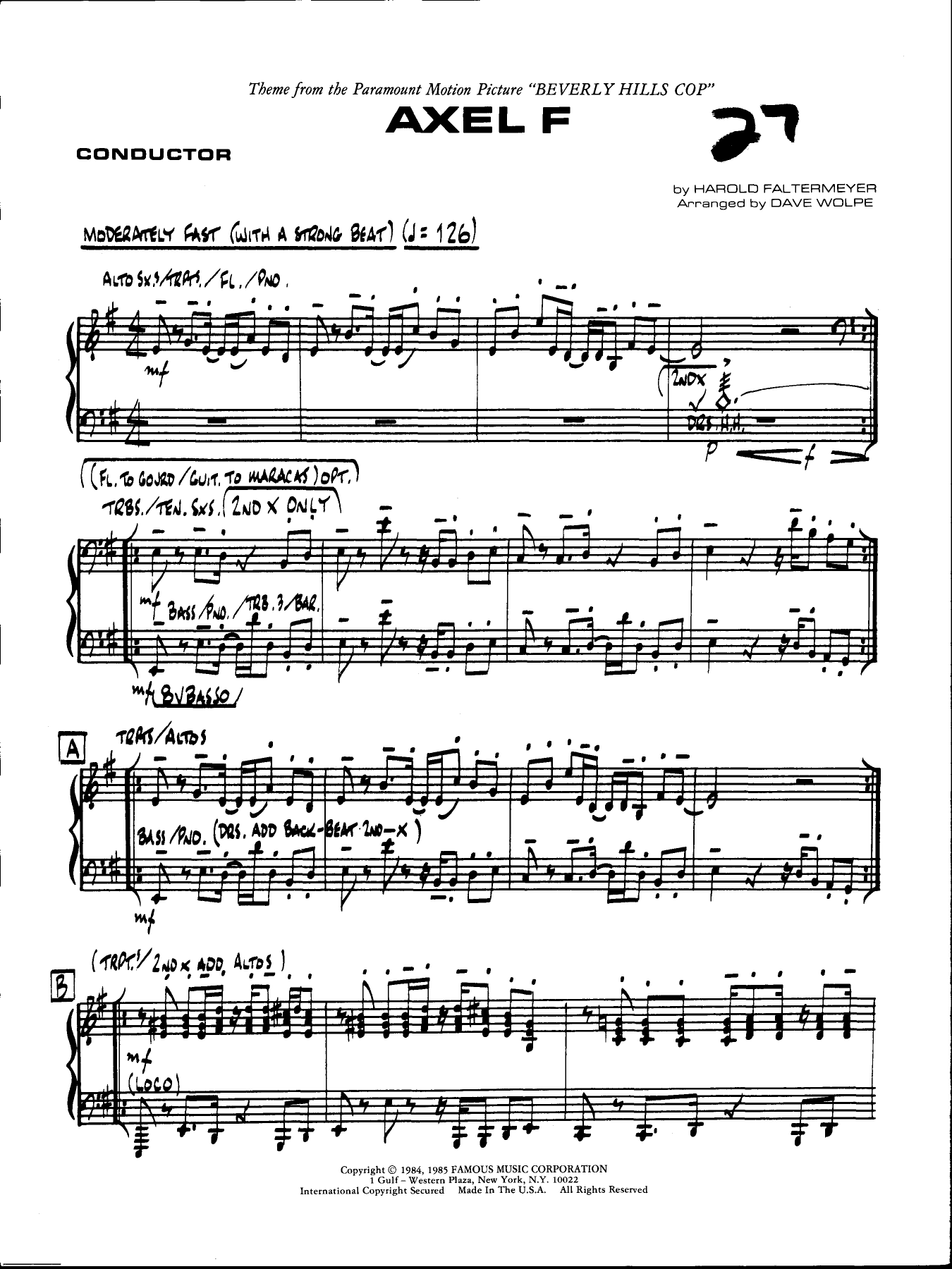Axel F — sheet music preview