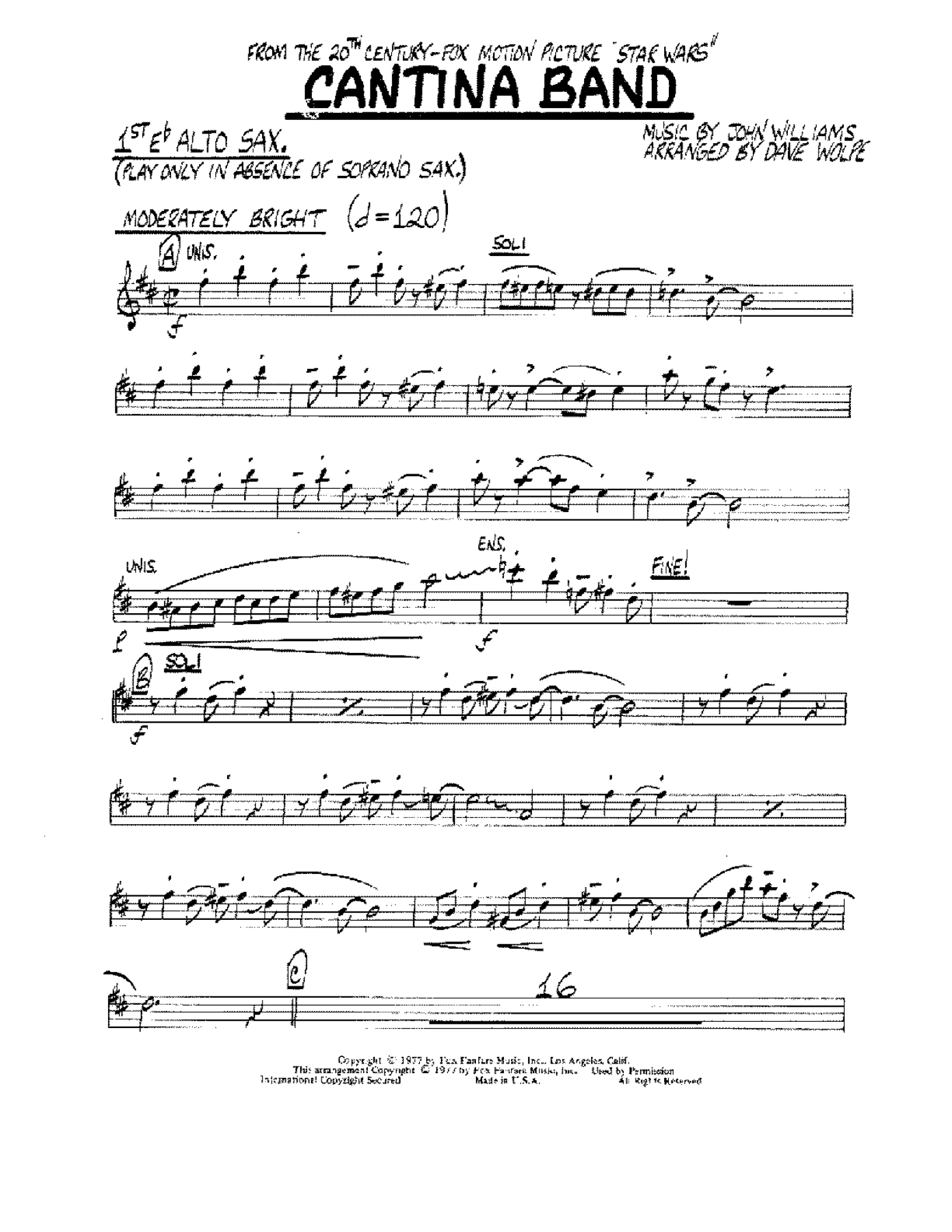 Cantina Band — sheet music preview
