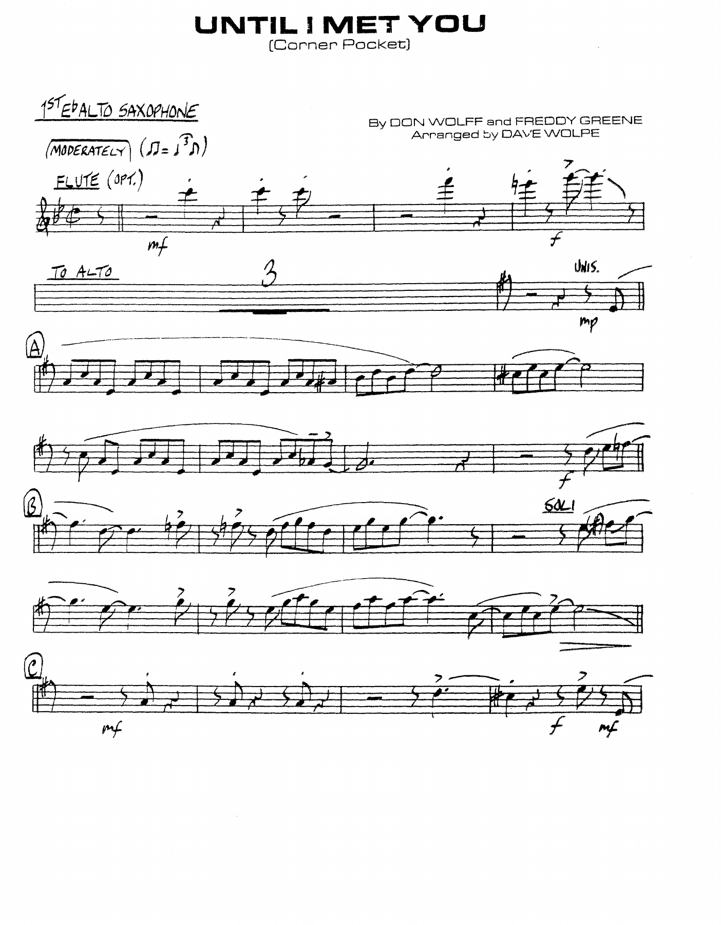 Corner Pocket — sheet music preview