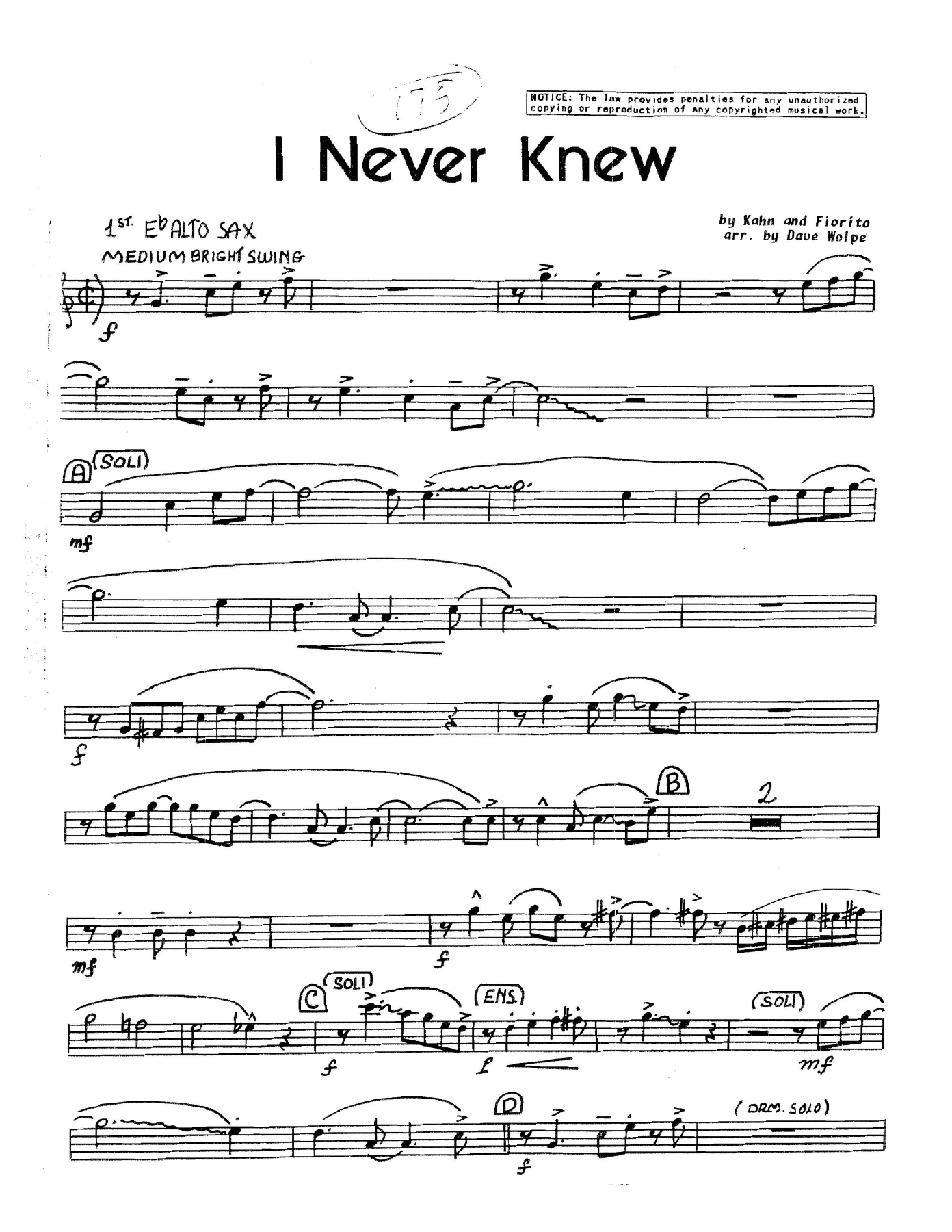 I Never Knew — sheet music preview