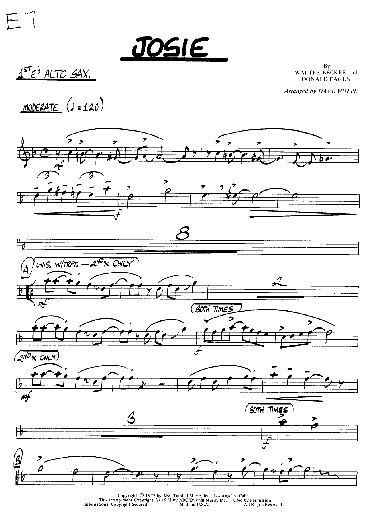 Josie — sheet music preview