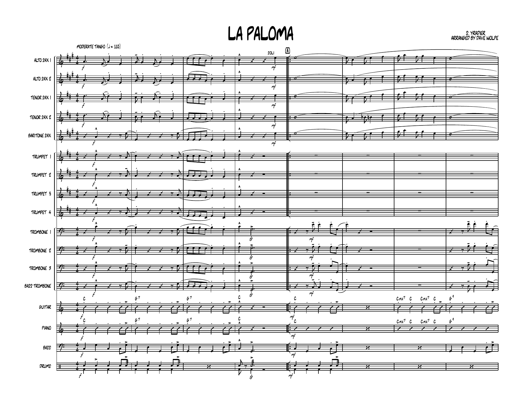 La Paloma (D.Wolpe) Tango — sheet music preview