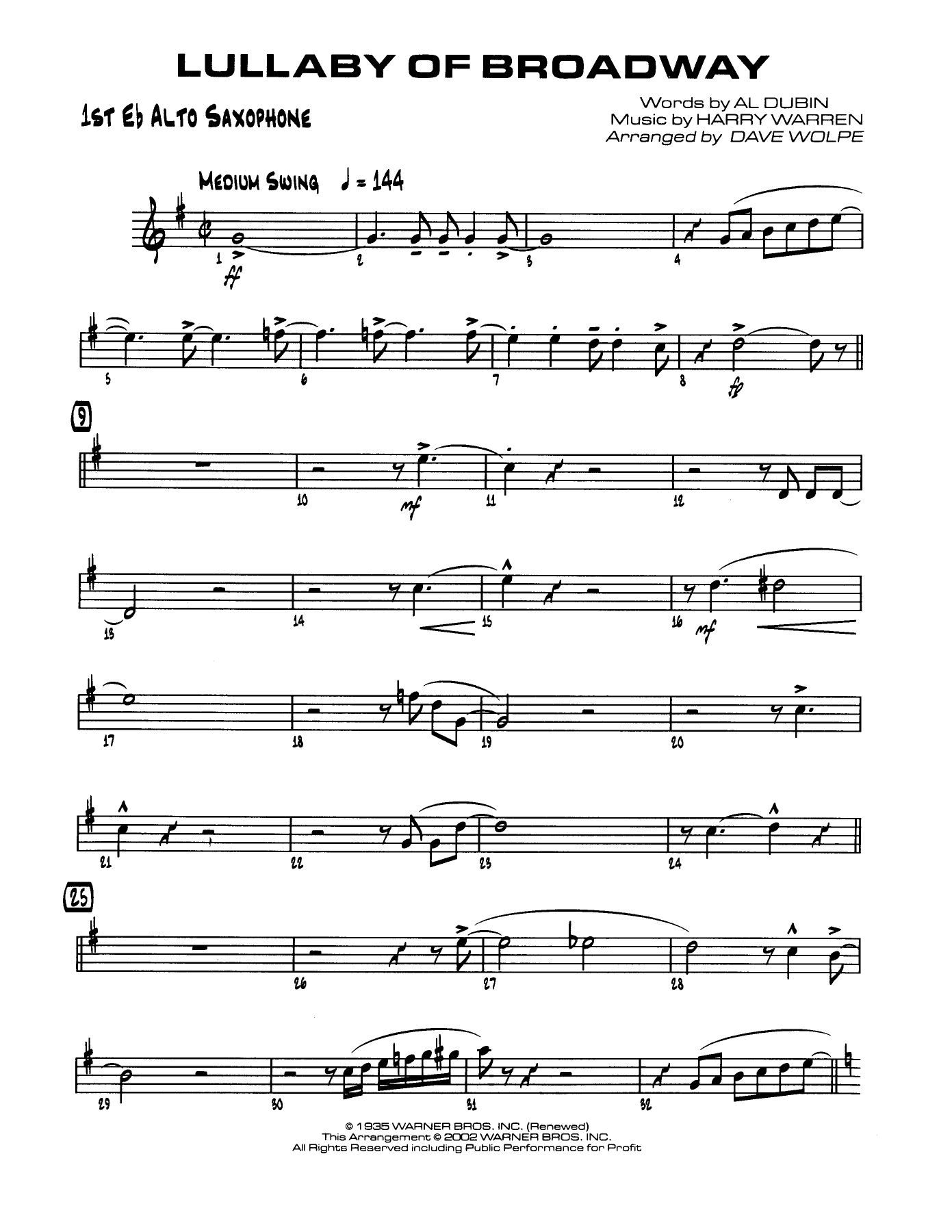 Lullaby Of Broadway — sheet music preview