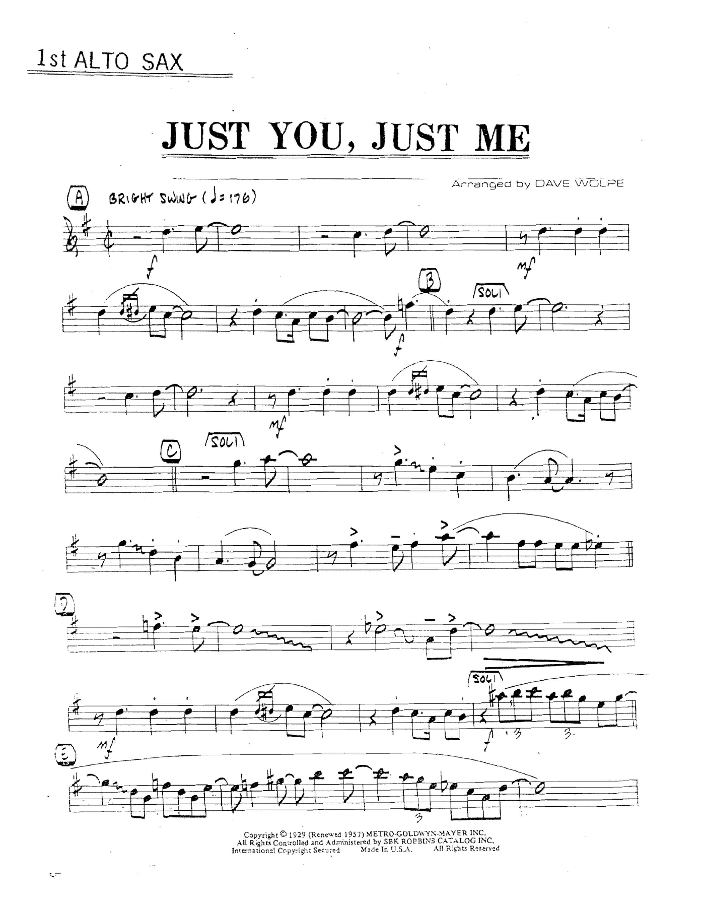 Just You, Just Me — sheet music preview