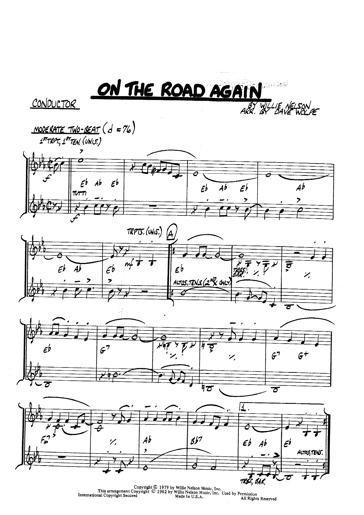 On The Road Again — sheet music preview
