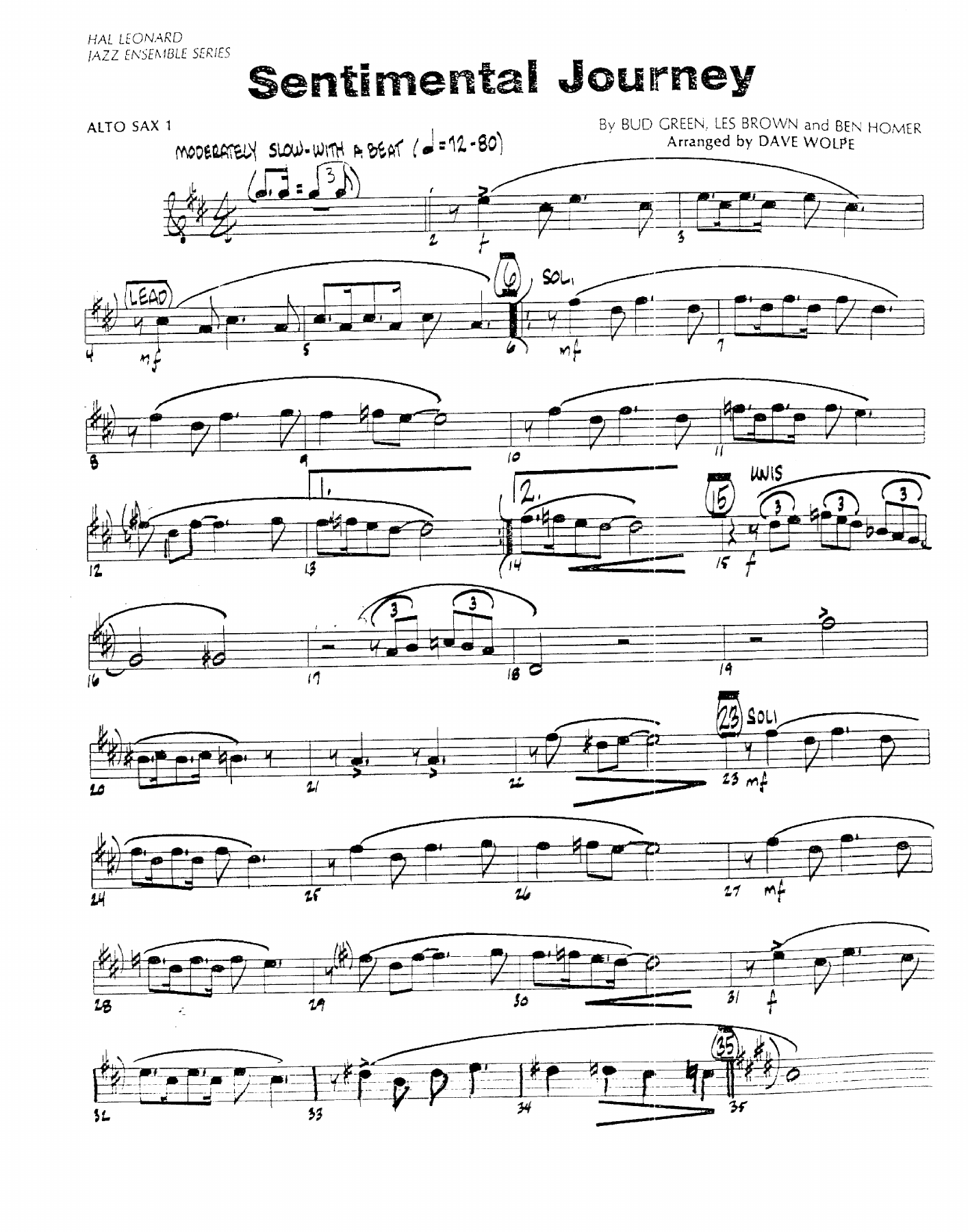 Sentimental Journey — sheet music preview