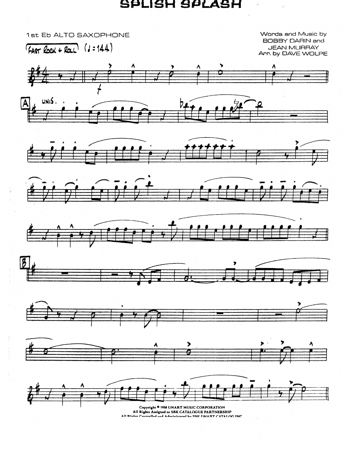 Splish Splash — sheet music preview