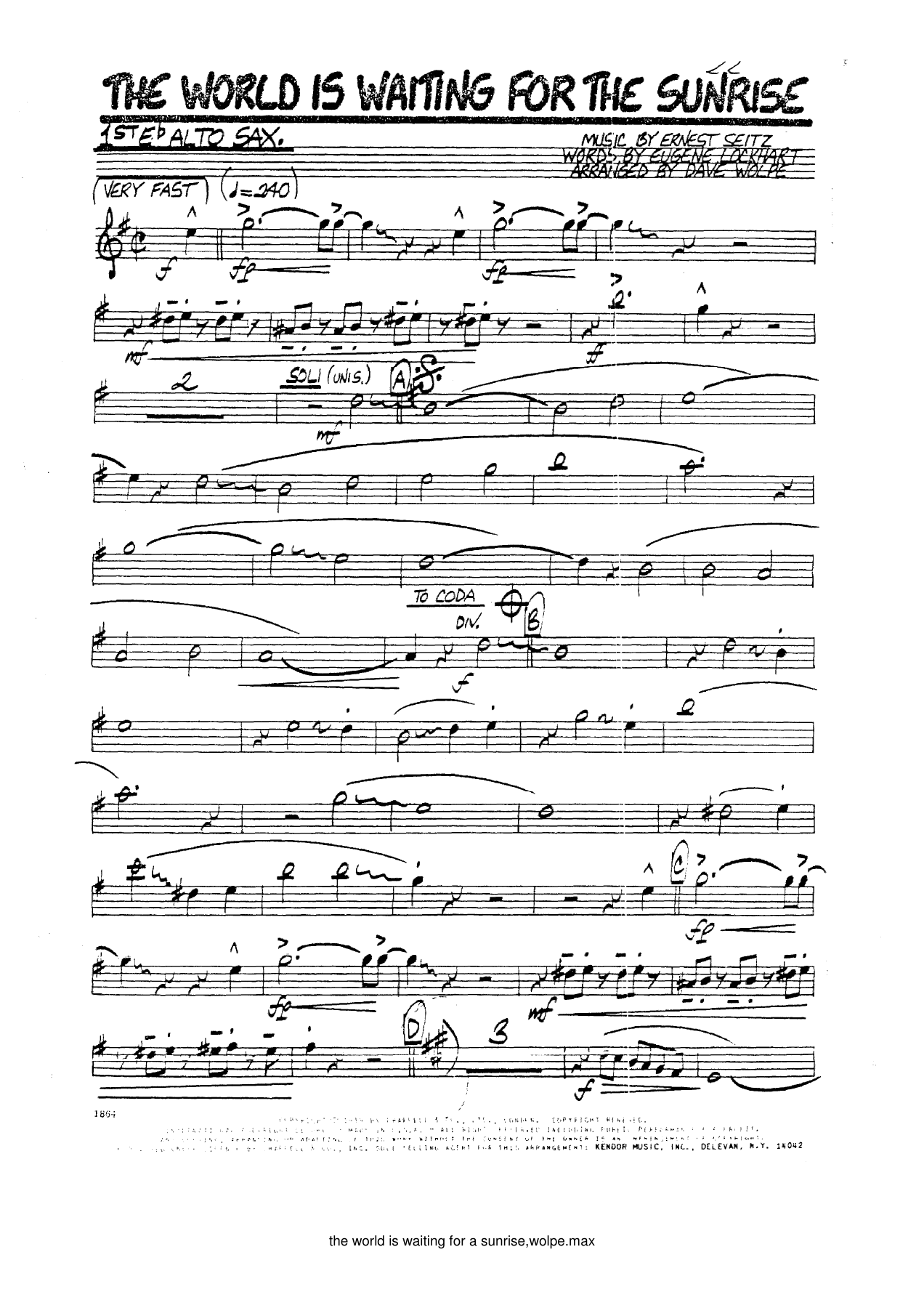 The World Is Waiting For A Sunrise — sheet music preview
