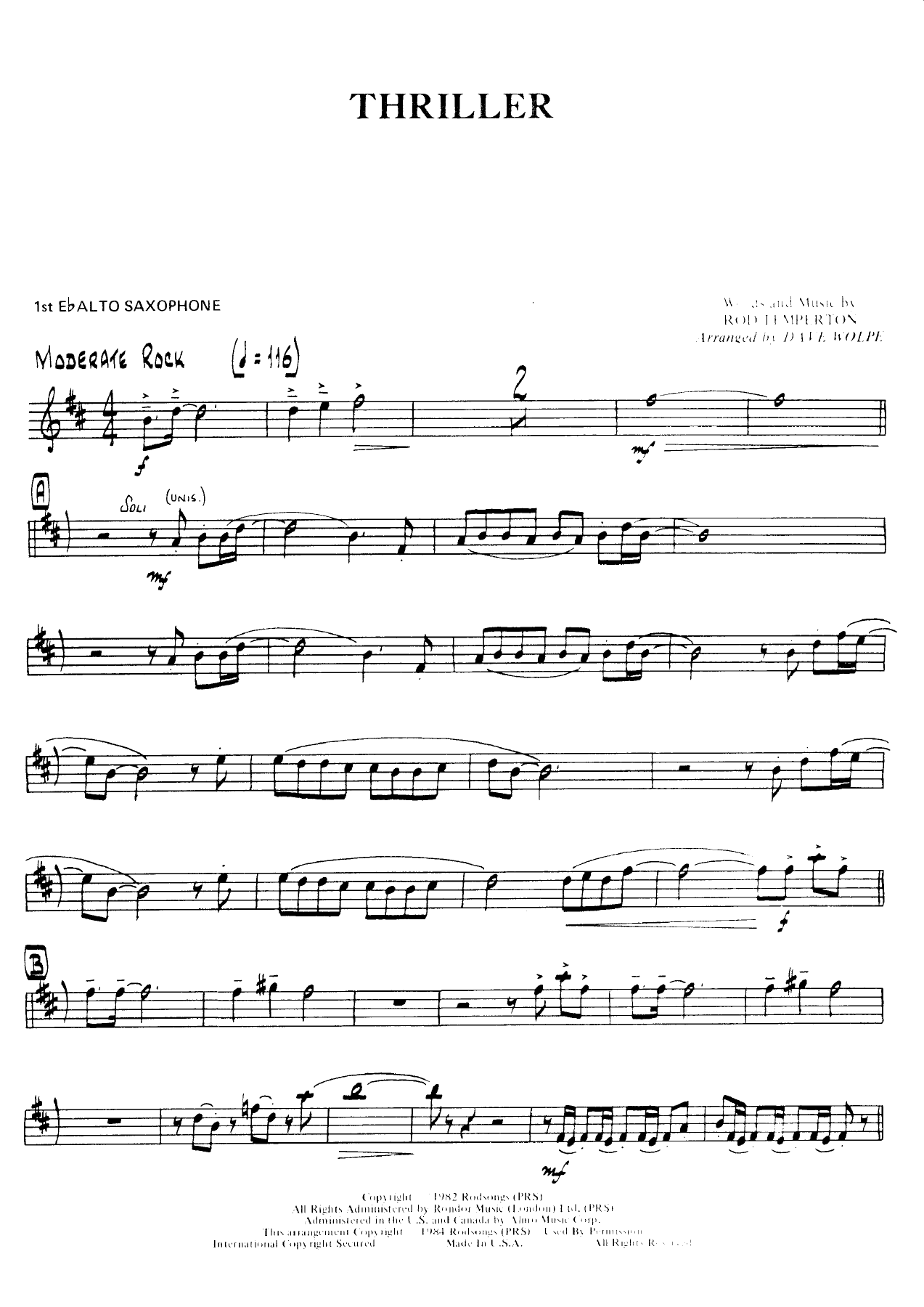 Thriller — sheet music preview